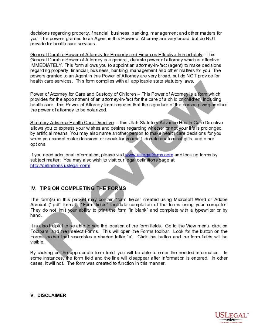 Get Utah Power of Attorney Forms Package Preview Utah Power of Attorney Forms Package
