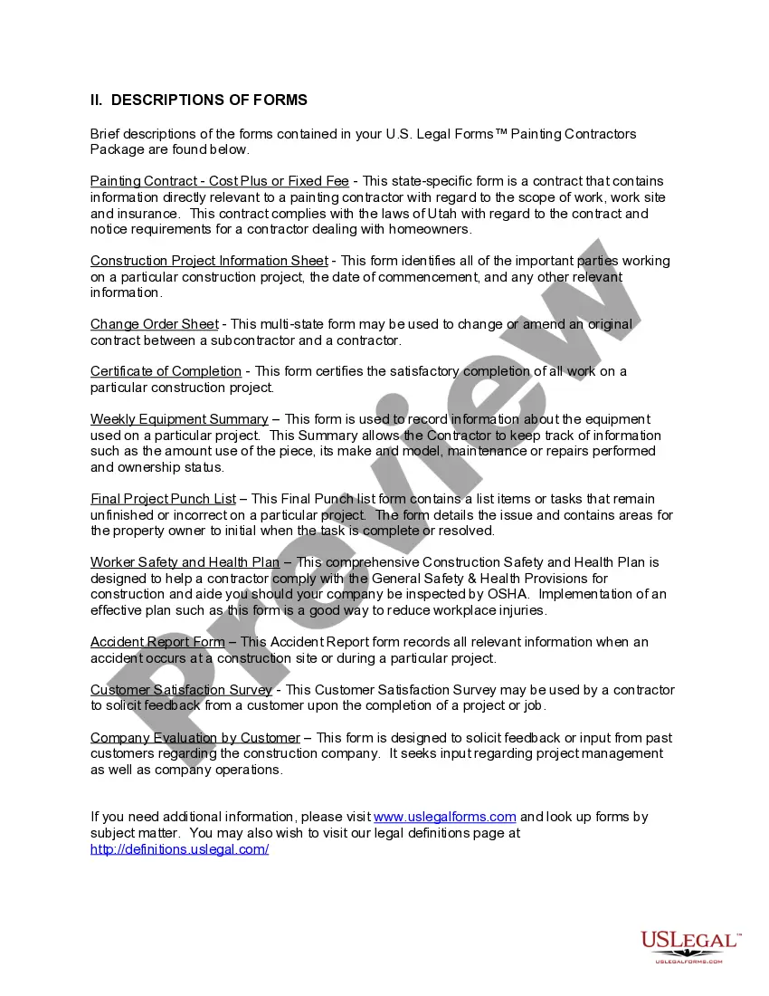 Get Utah Painting Contractor Package Preview Utah Painting Contractor Package