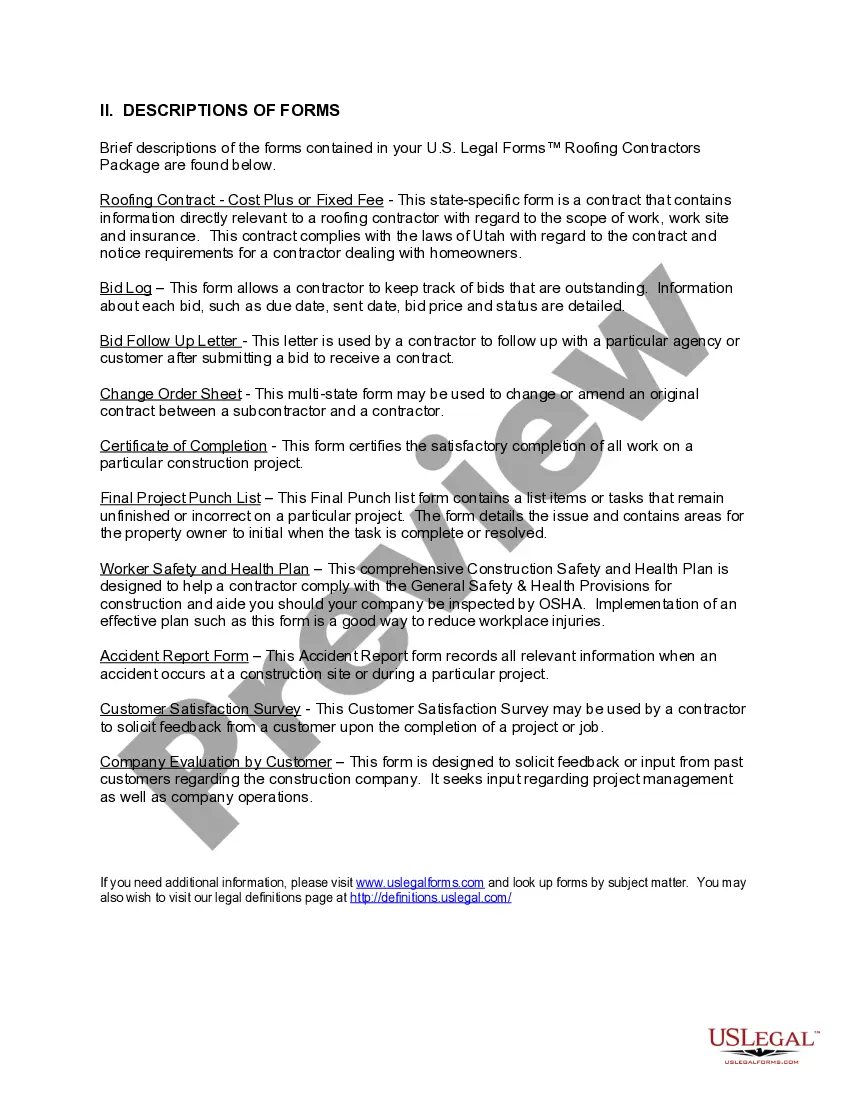 Get Utah Roofing Contractor Package Preview Utah Roofing Contractor Package