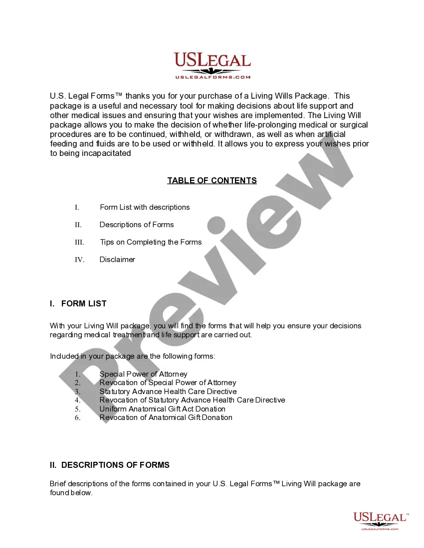 Preview Utah Living Wills and Health Care Package