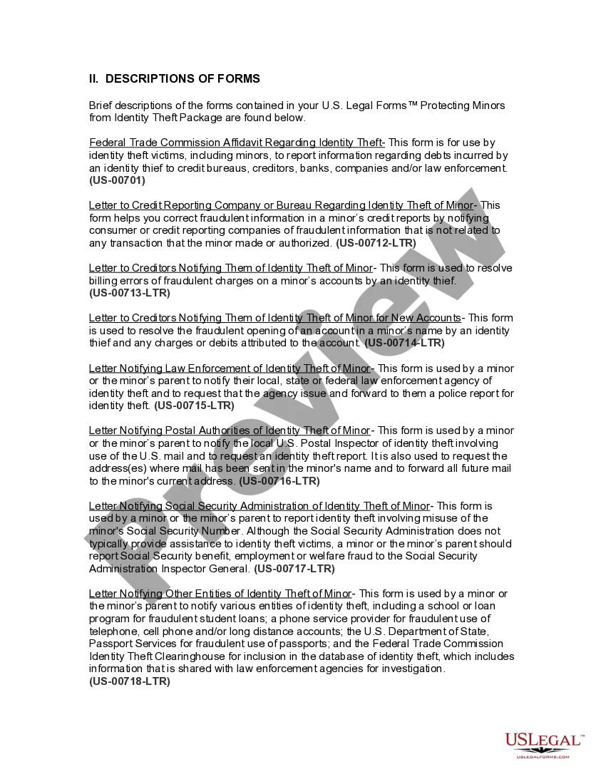 Preview Utah Protecting Minors from Identity Theft Package
