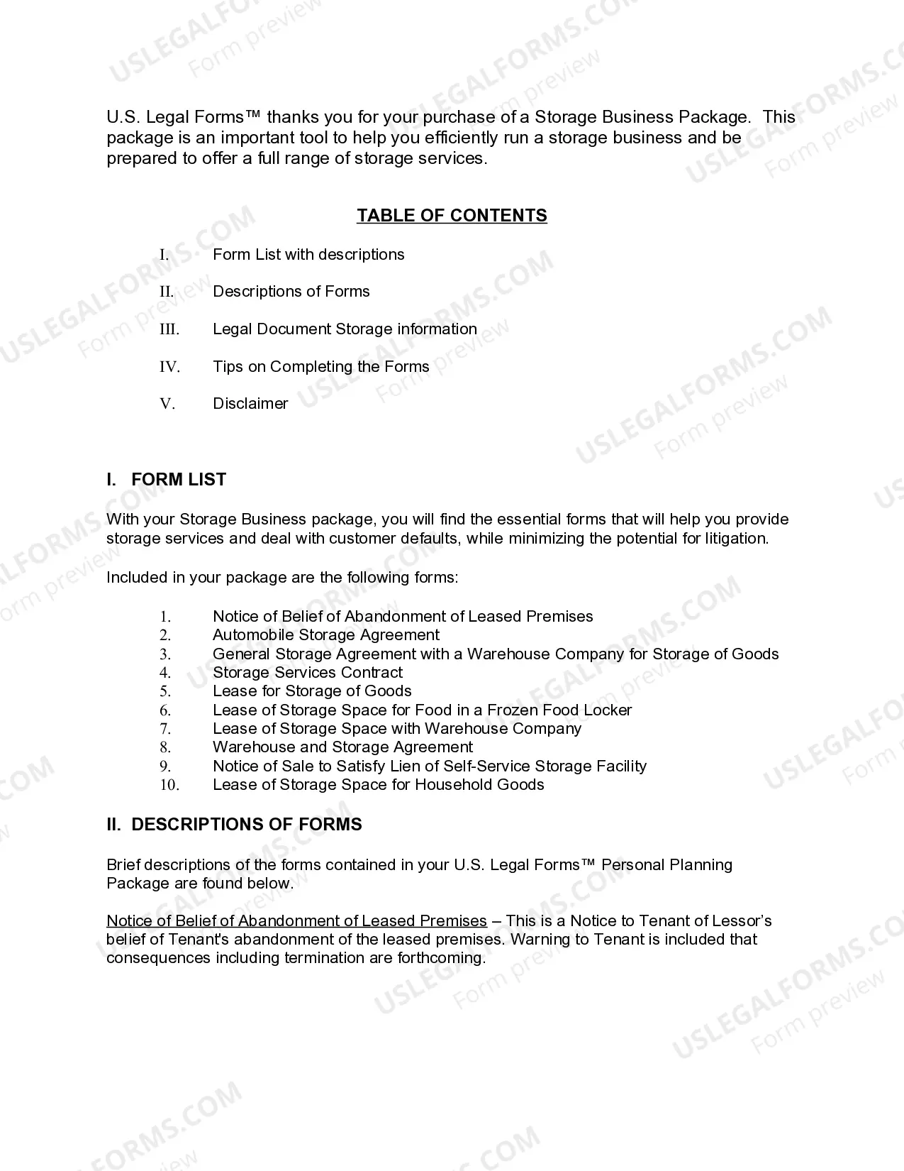 Preview Utah Storage Business Package