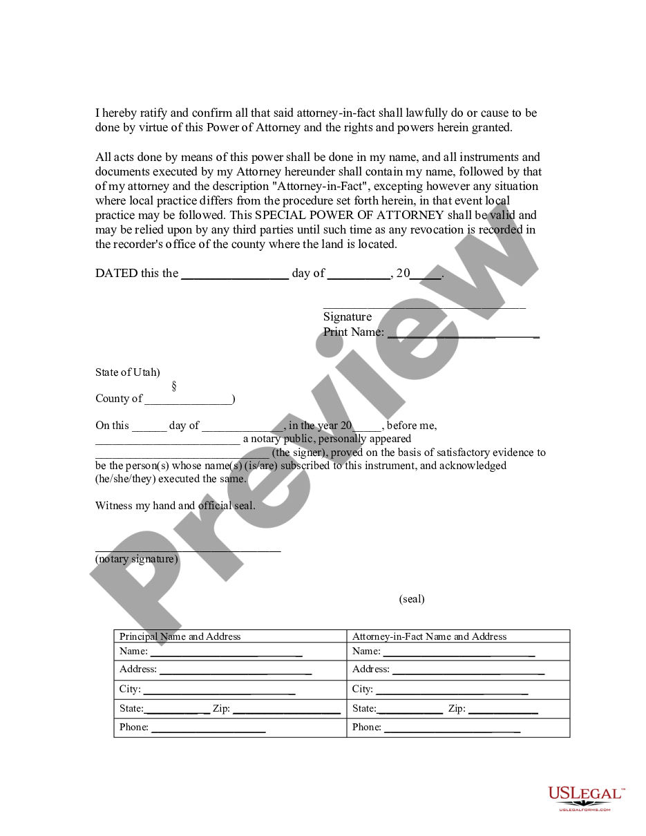 page 1 Special or Limited Power of Attorney for Real Estate Sales Transaction By Seller preview