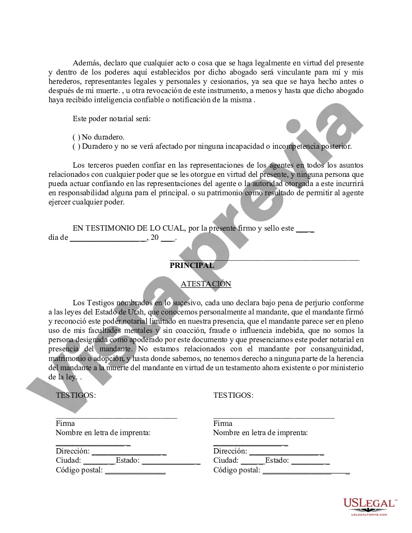 Preview Poder notarial limitado en el que se especifican poderes con ejemplos de poderes incluidos