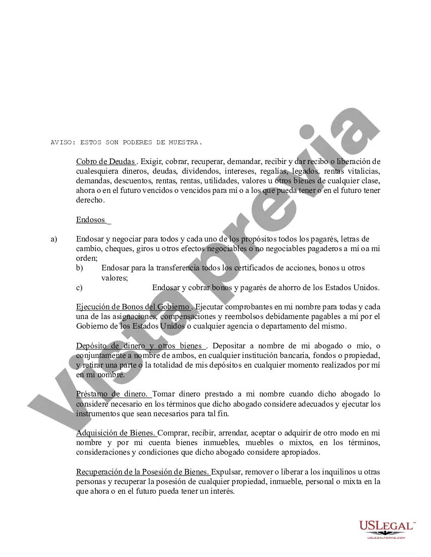 Preview Poder notarial limitado en el que se especifican poderes con ejemplos de poderes incluidos