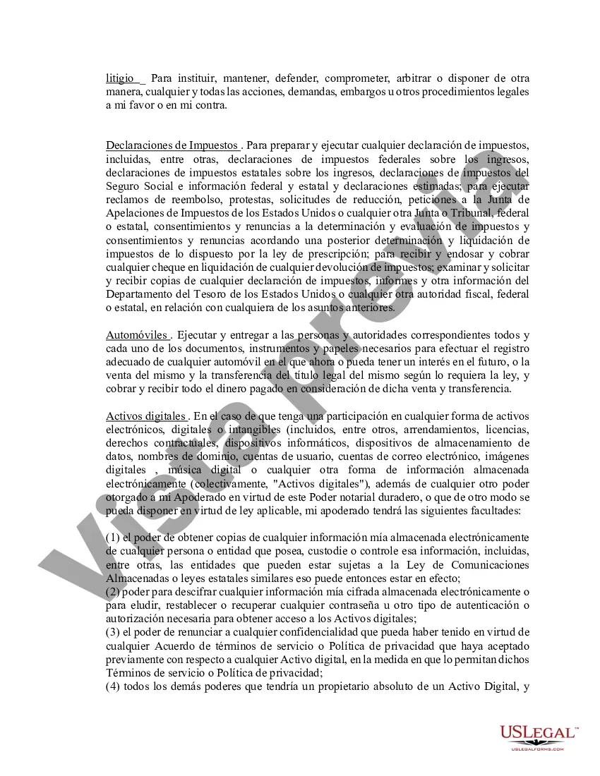 Preview Poder notarial limitado en el que se especifican poderes con ejemplos de poderes incluidos