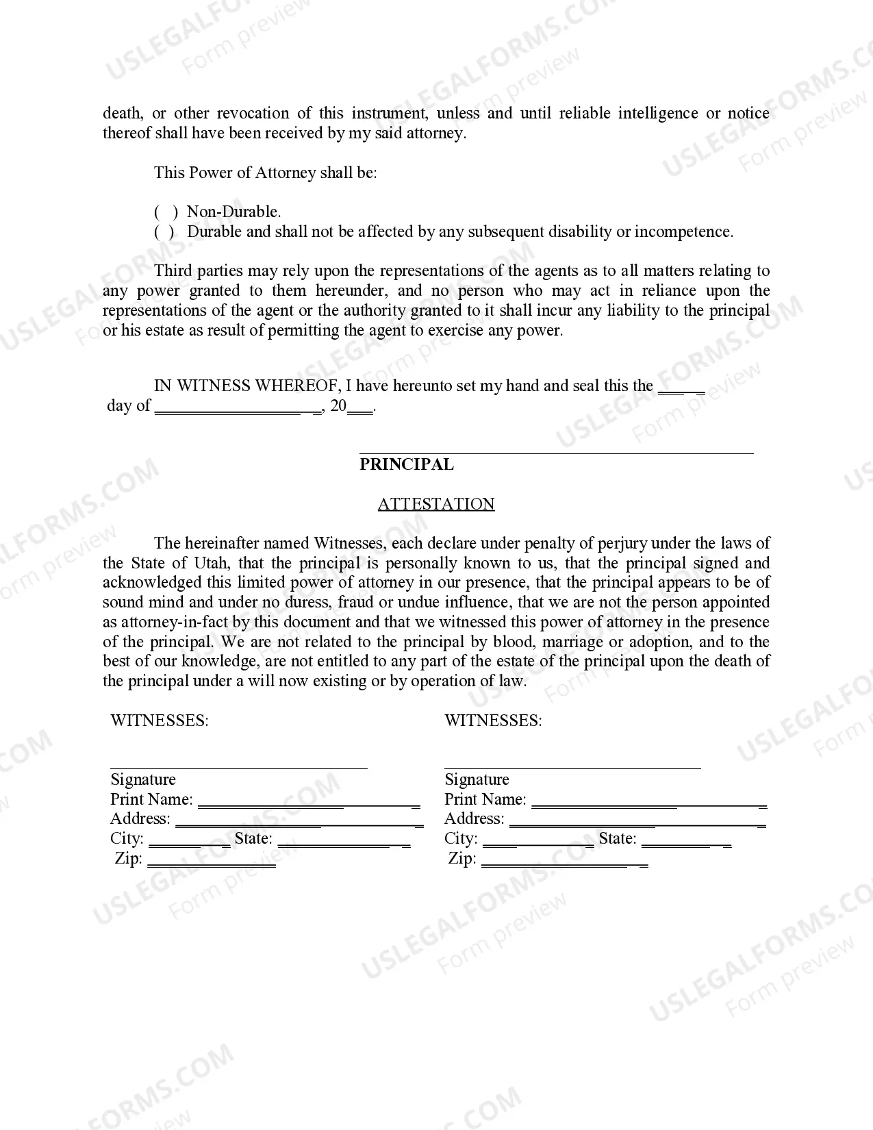 Preview Limited Power of Attorney where you Specify Powers with Sample Powers Included