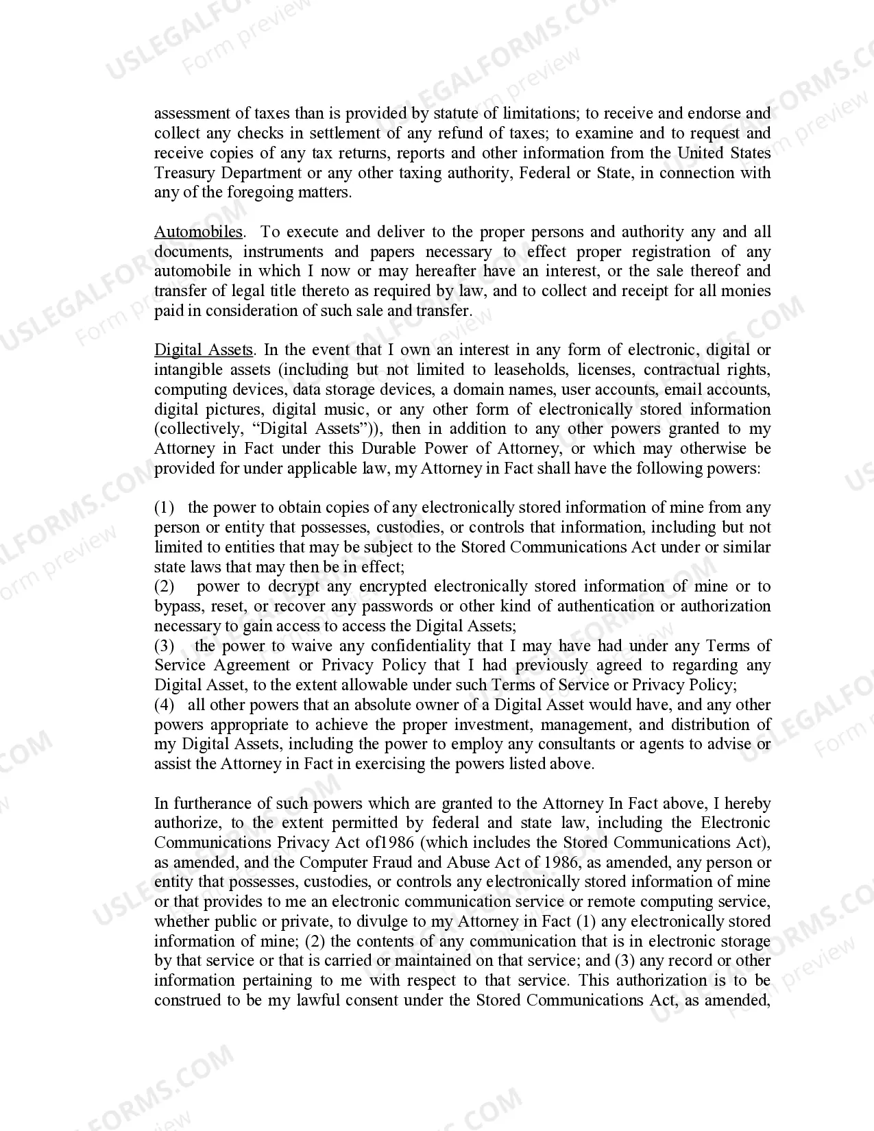 Preview Limited Power of Attorney where you Specify Powers with Sample Powers Included