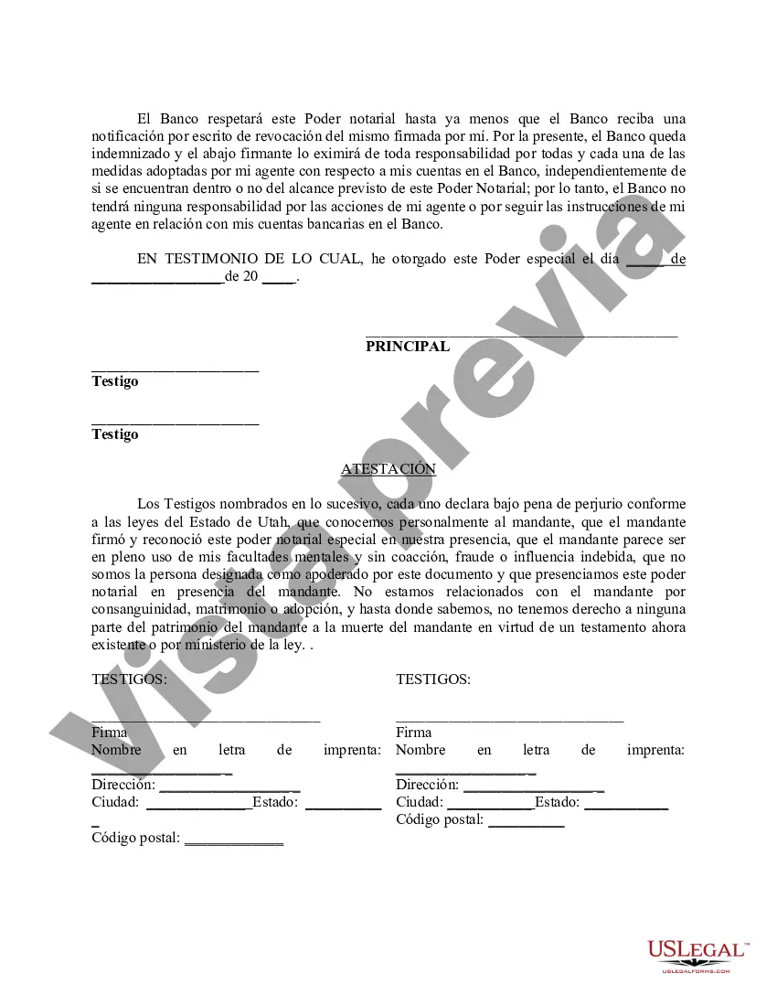 Preview Poder especial duradero para asuntos de cuentas bancarias