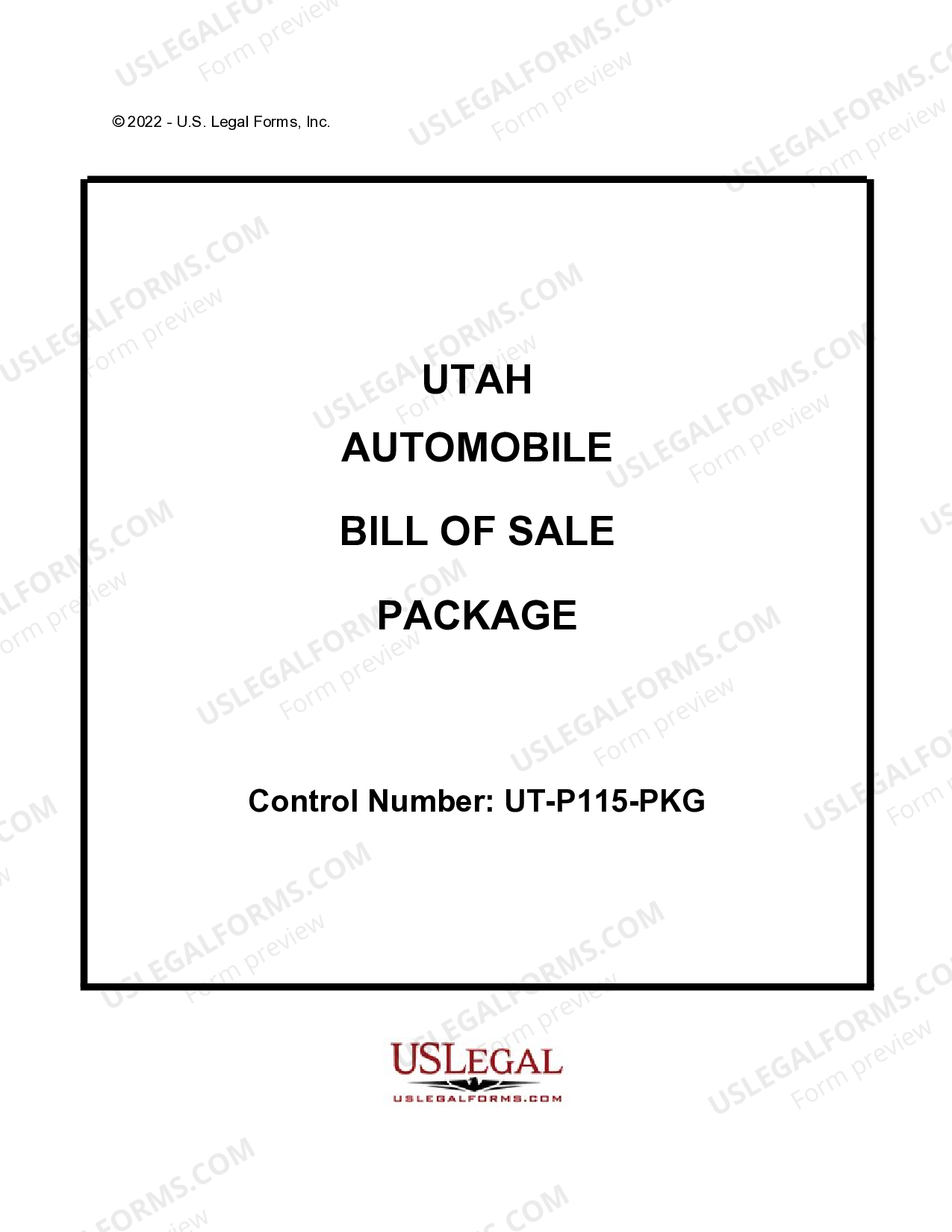 Utah Automobile Bill Of Sale Form US Legal Forms