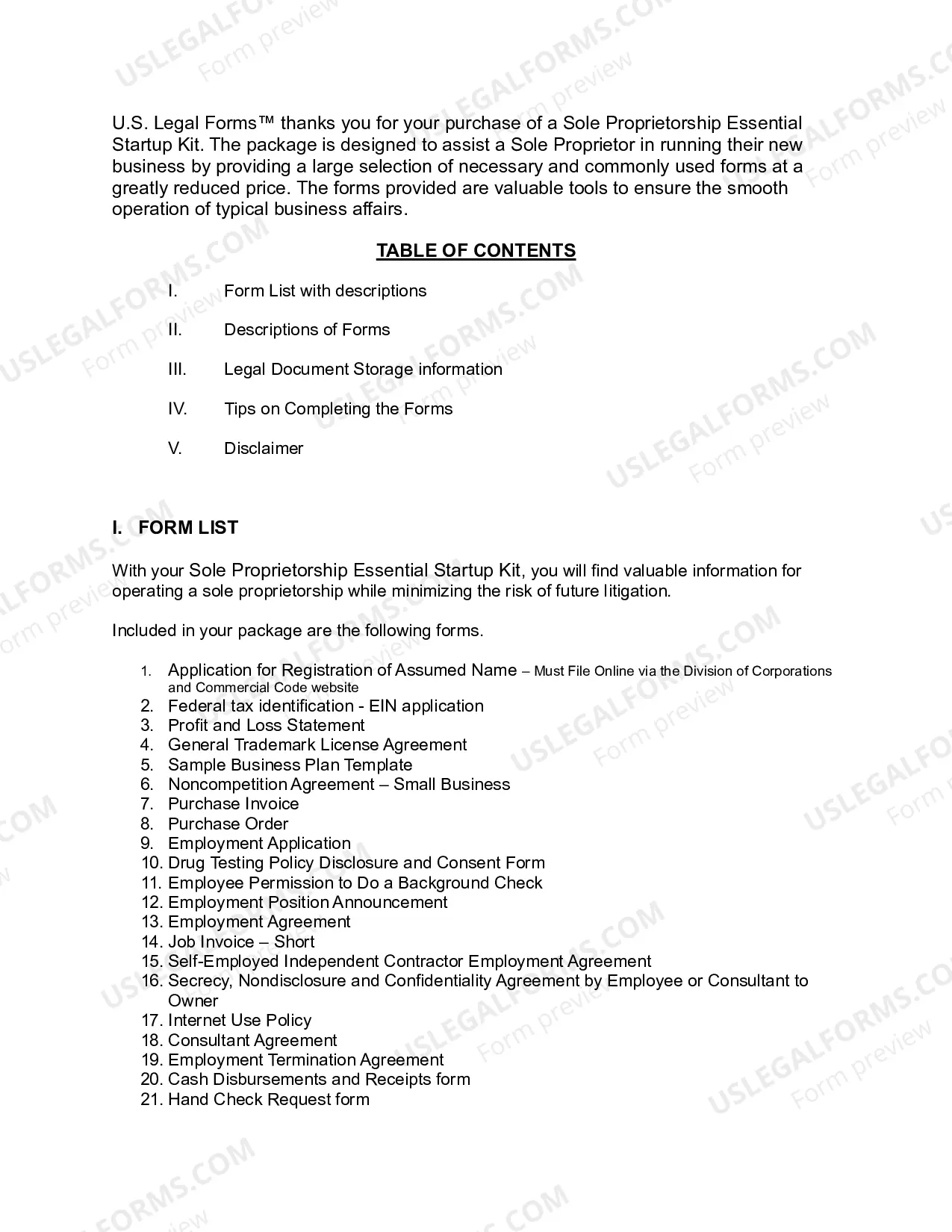 Preview Utah Sole Proprietorship Essential Startup Kit