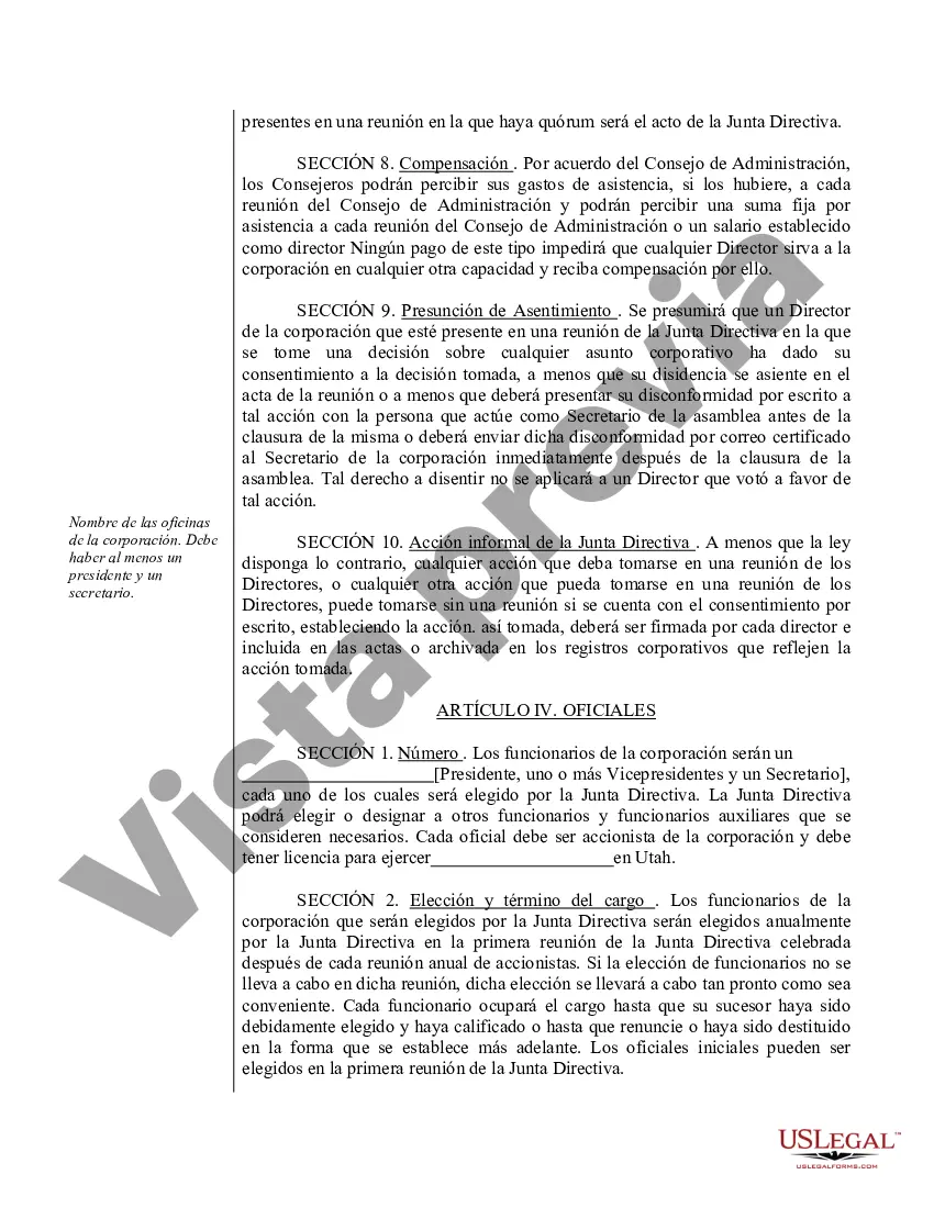 Preview Modelo de estatutos para una corporación profesional de Utah
