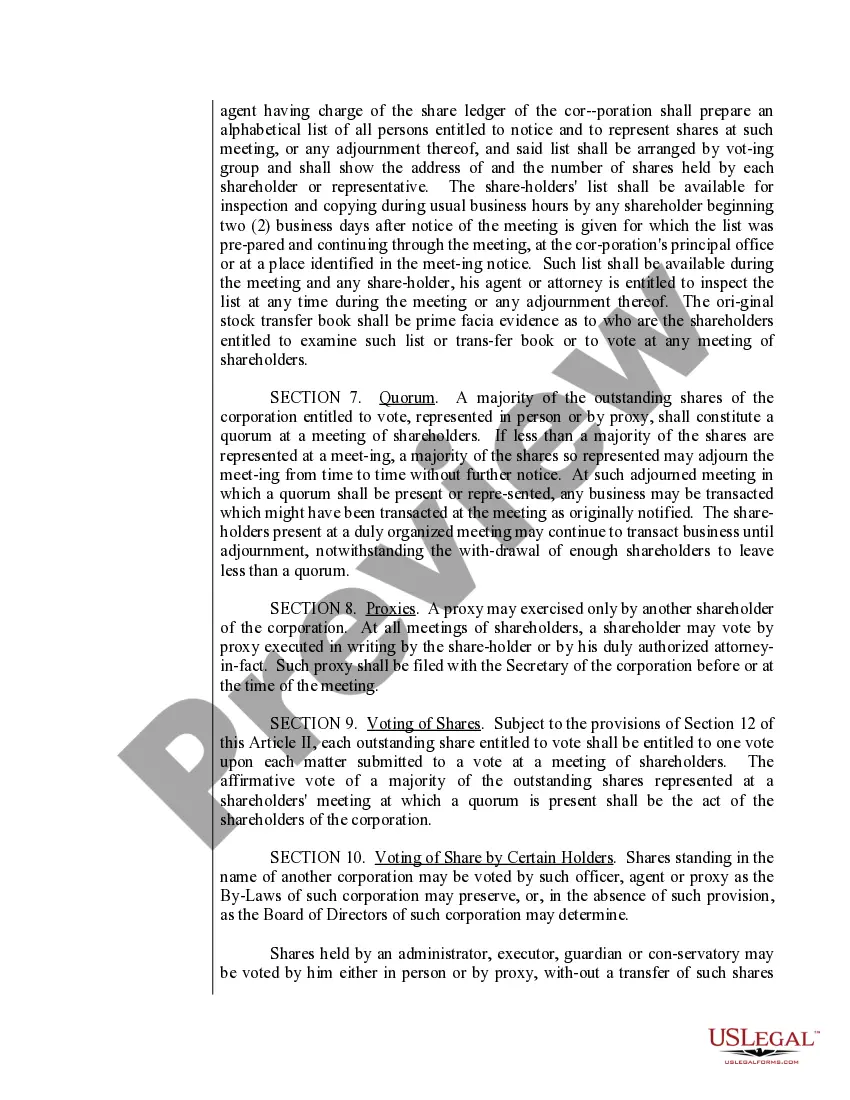 Preview Sample Bylaws for a Utah Professional Corporation