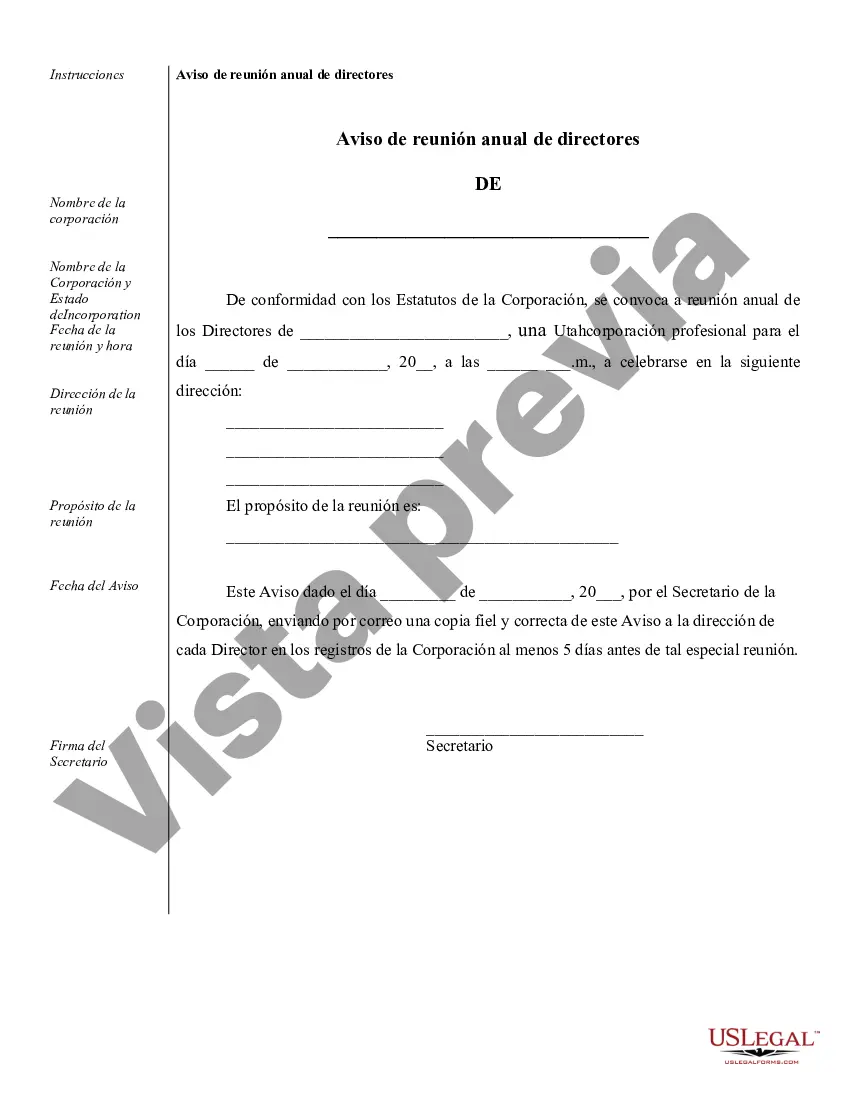 Preview Muestra de registros corporativos para una corporación profesional de Utah