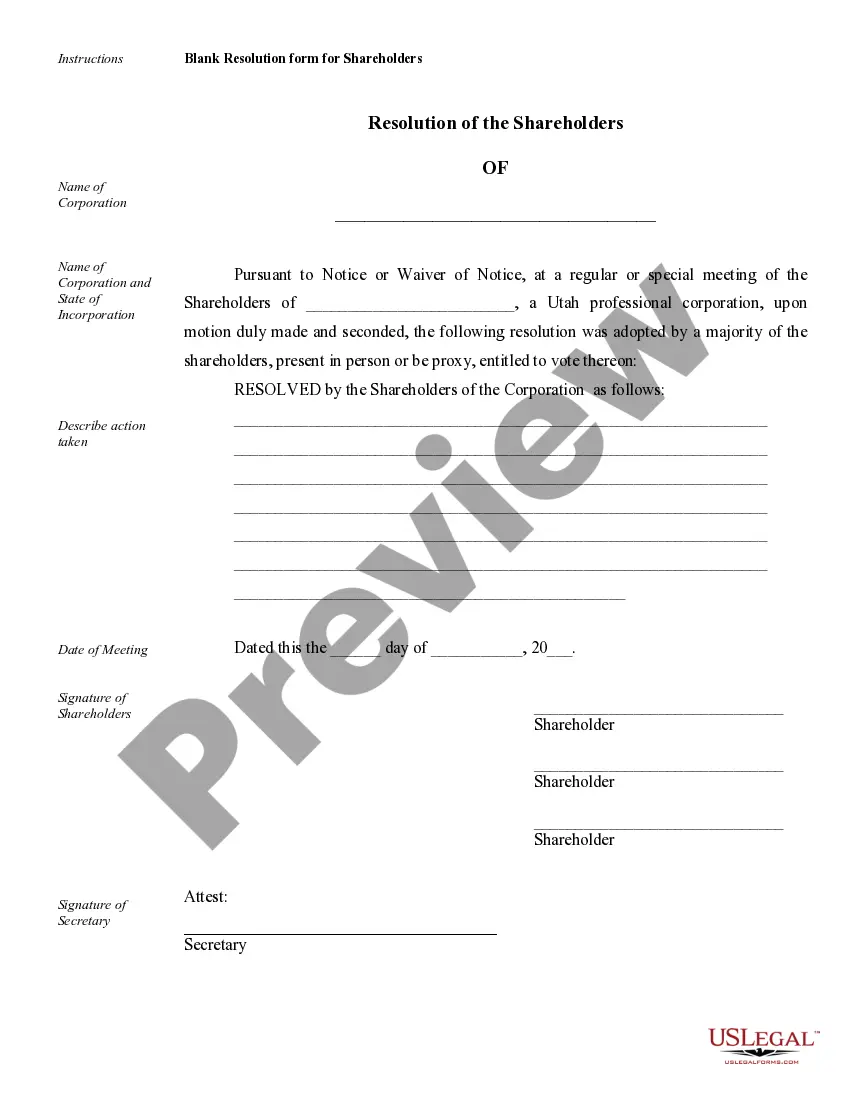 Preview Sample Corporate Records for a Utah Professional Corporation