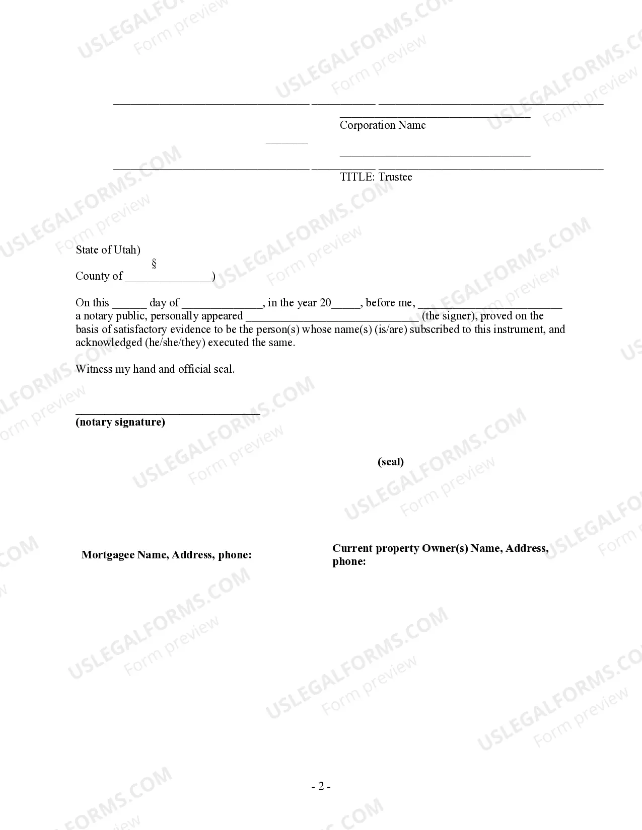 Preview Deed of Reconveyance by Corporate Trustee