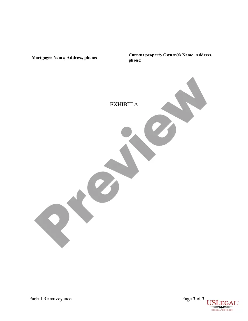 Preview Partial Release of Property From Deed of Trust for Corporation