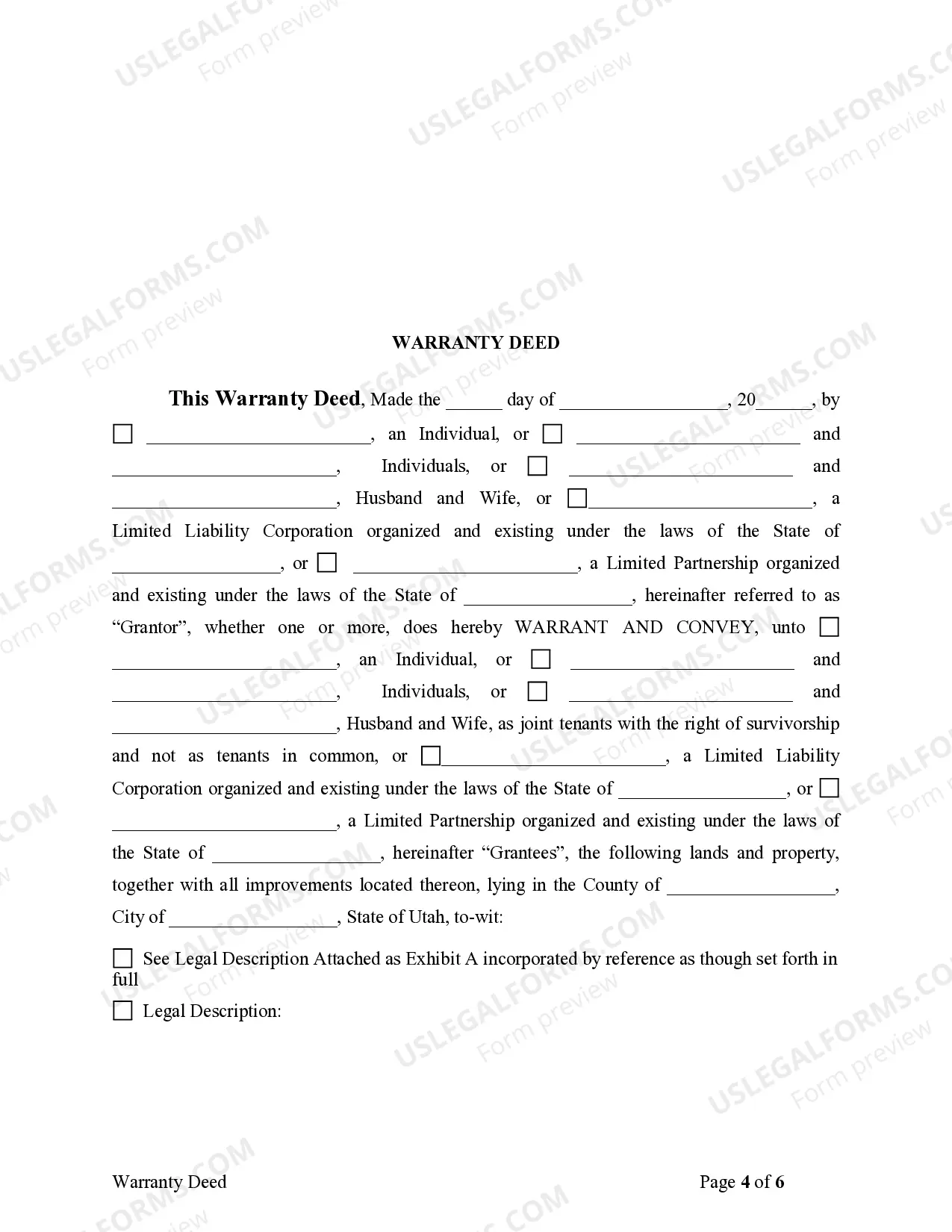 Preview Warranty Deed for Limited Partnership or LLC is the Grantor, or Grantee