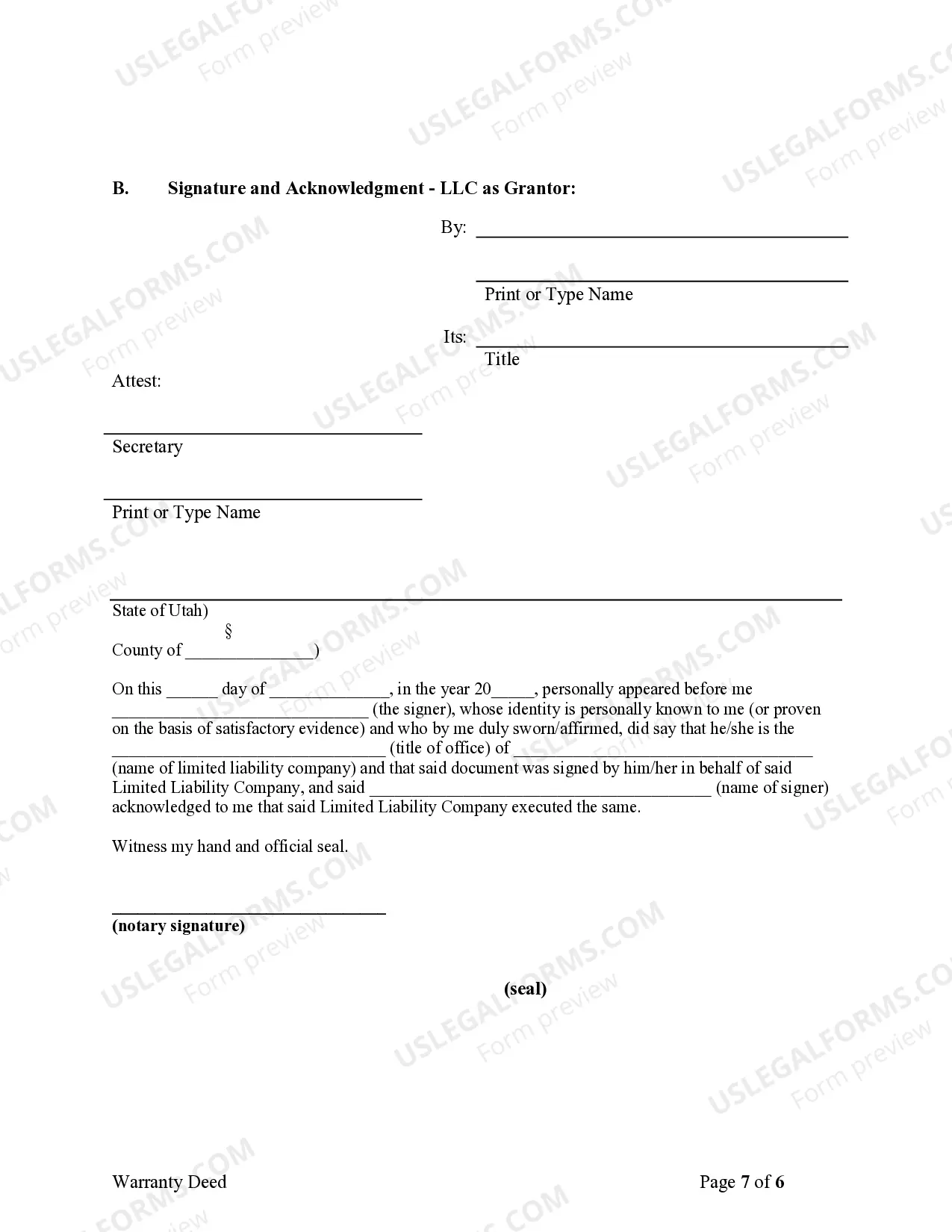 Preview Warranty Deed for Limited Partnership or LLC is the Grantor, or Grantee