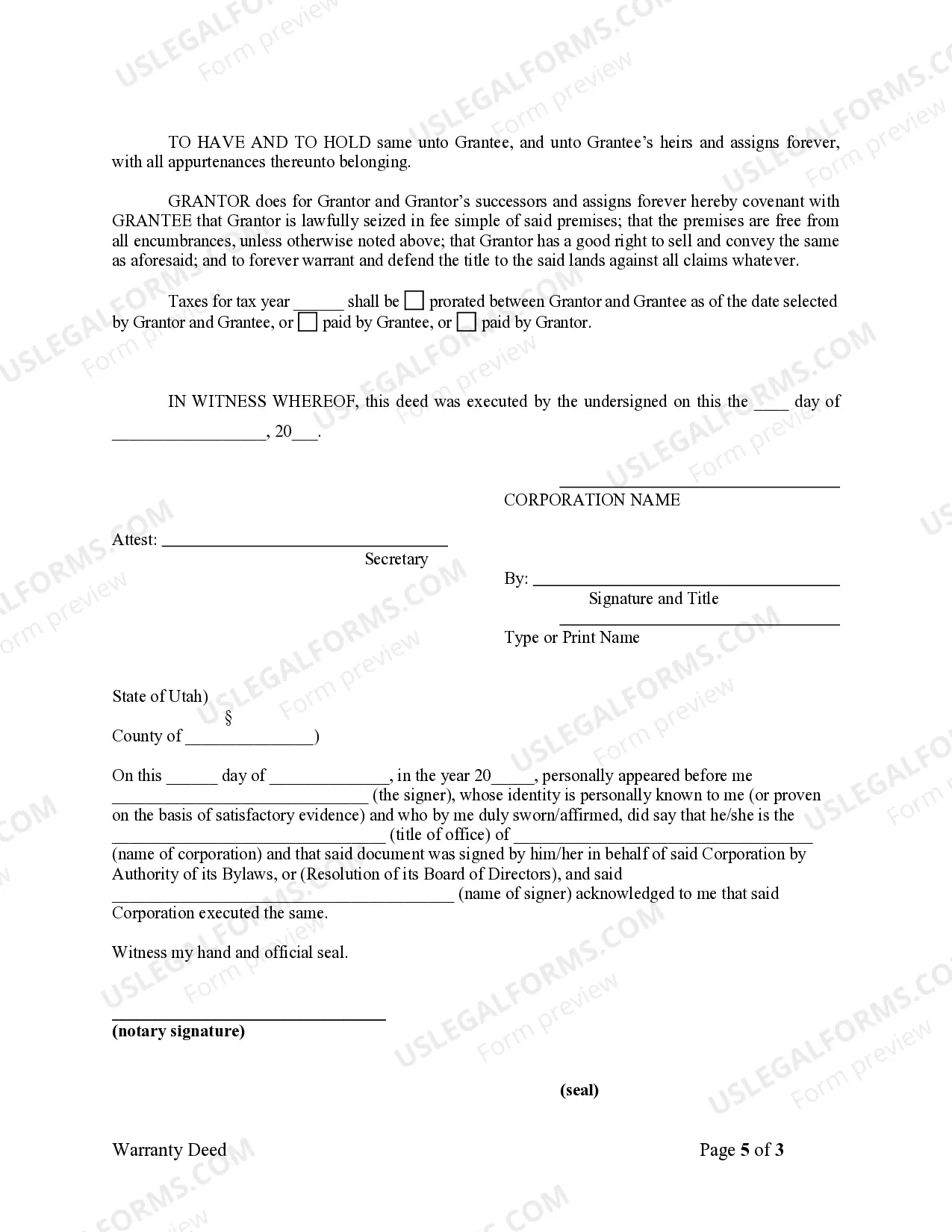 Preview Warranty Deed for Corporation to Individual