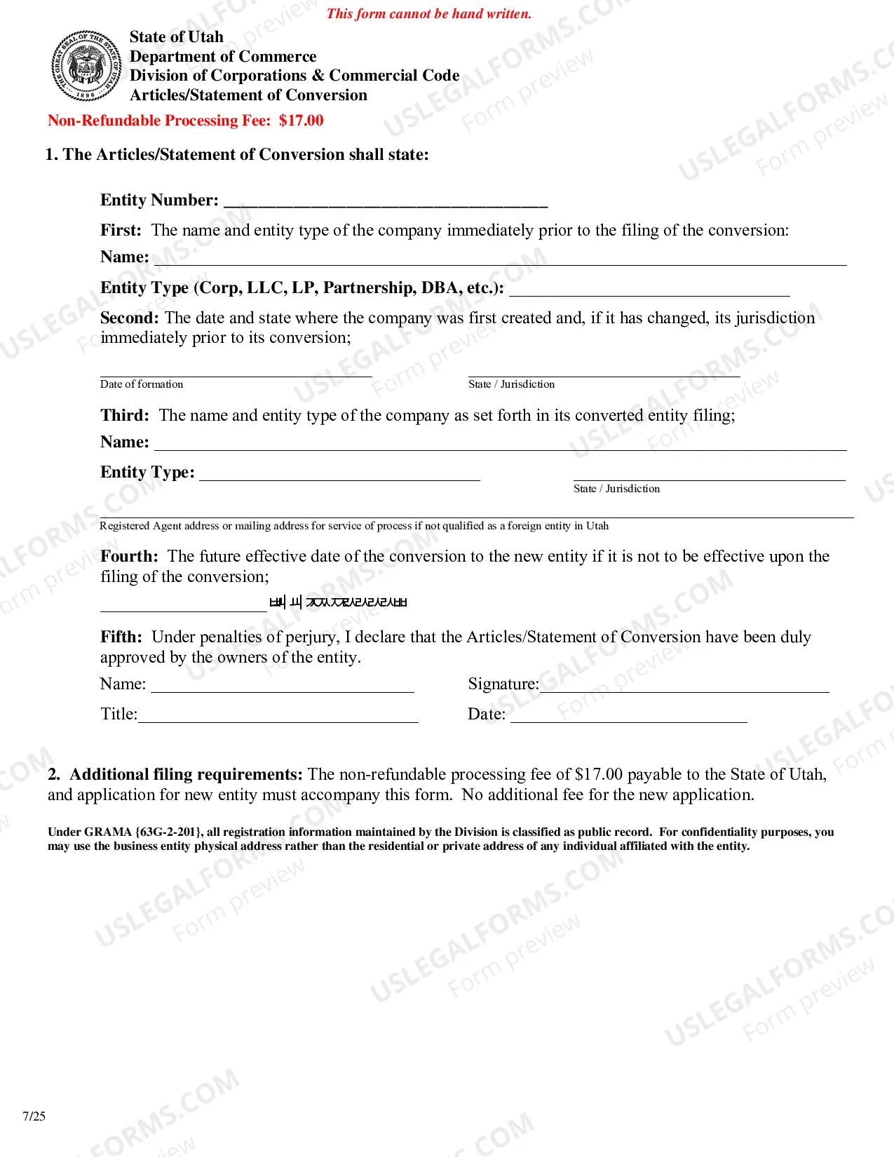 Preview Articles of Conversion