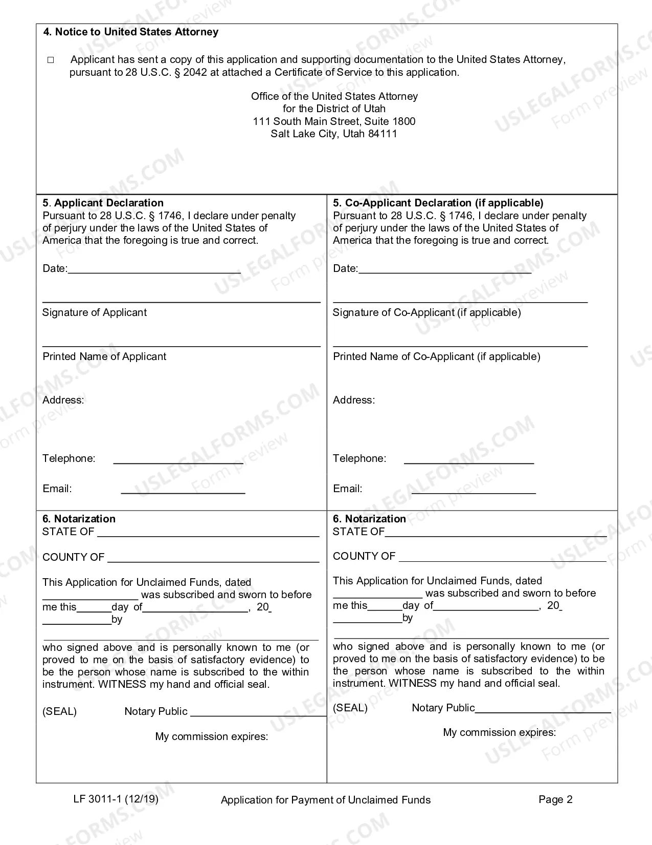 Preview Application For Payment of Unclaimed Funds Notice of Objection Deadline