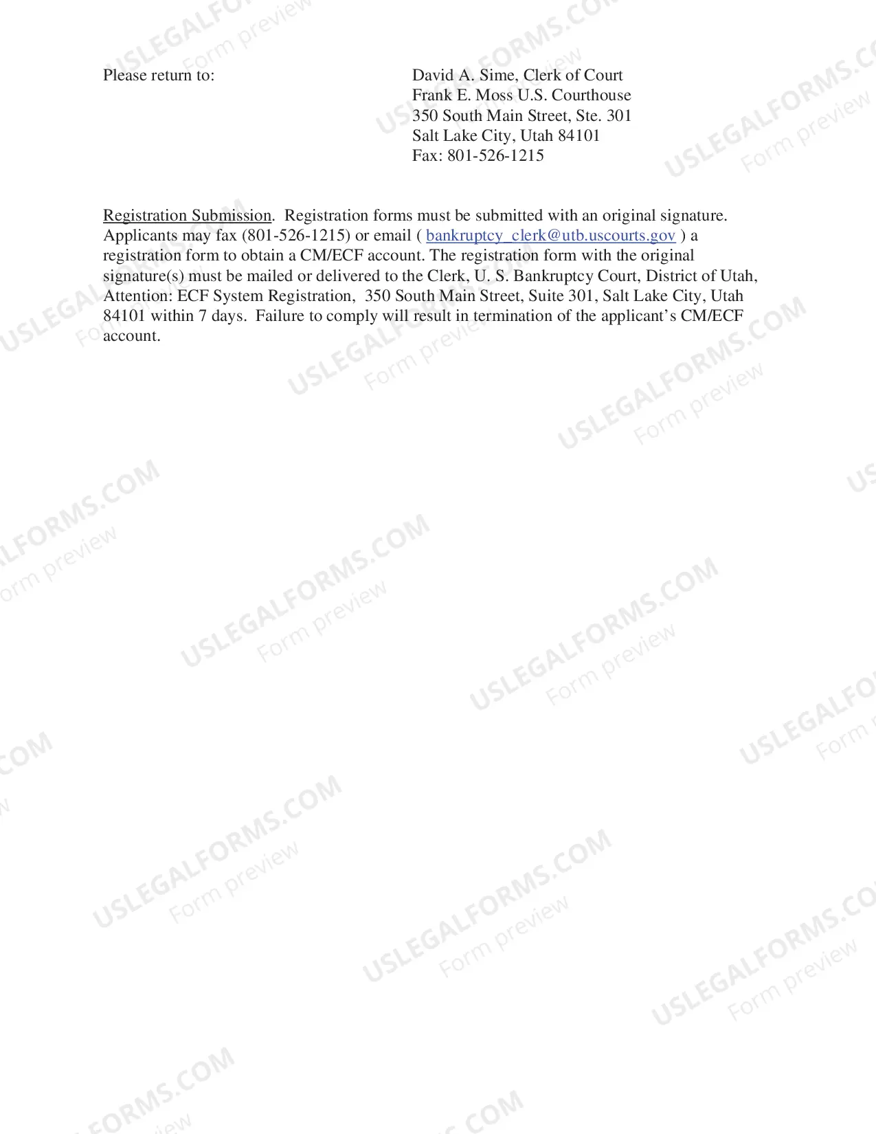 Preview Electronic Filing User Registration Form - Limited User - Claim FIler