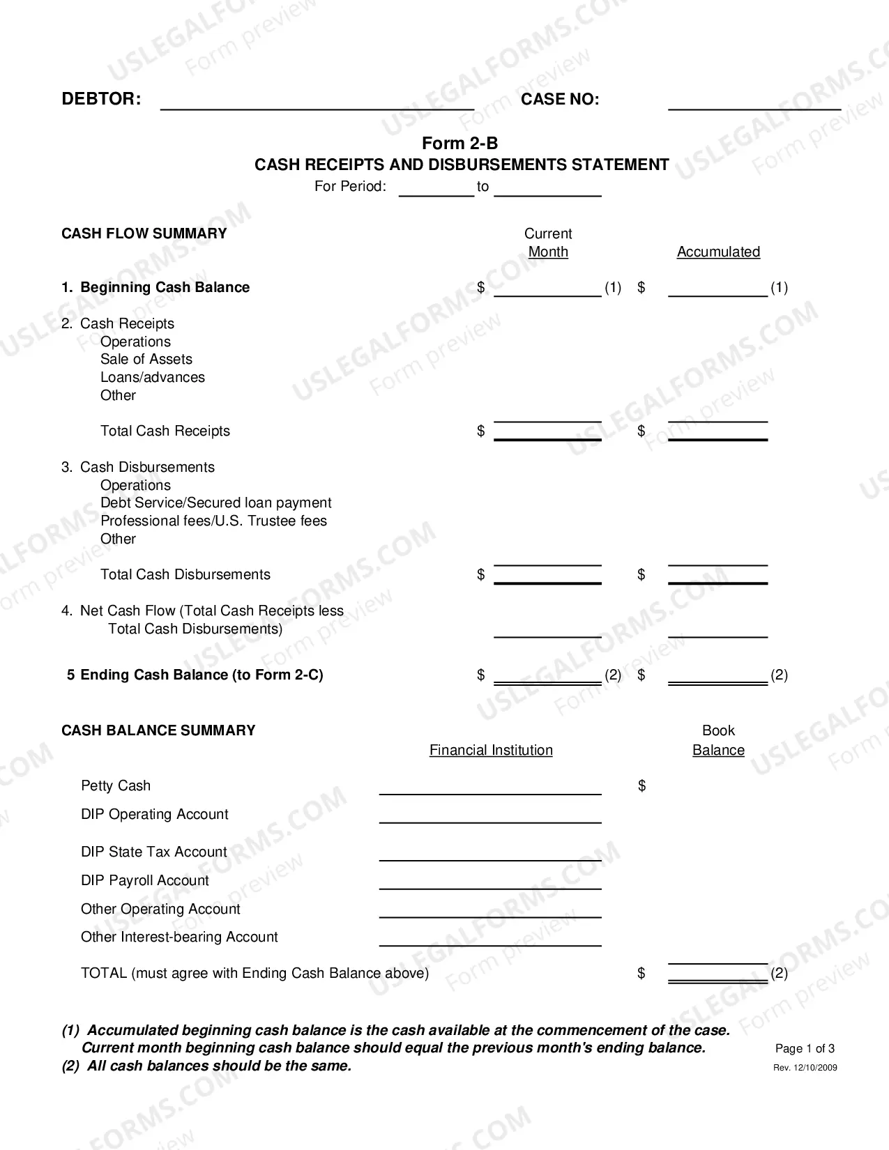 Preview Monthly Financial Report (Chapter 11)
