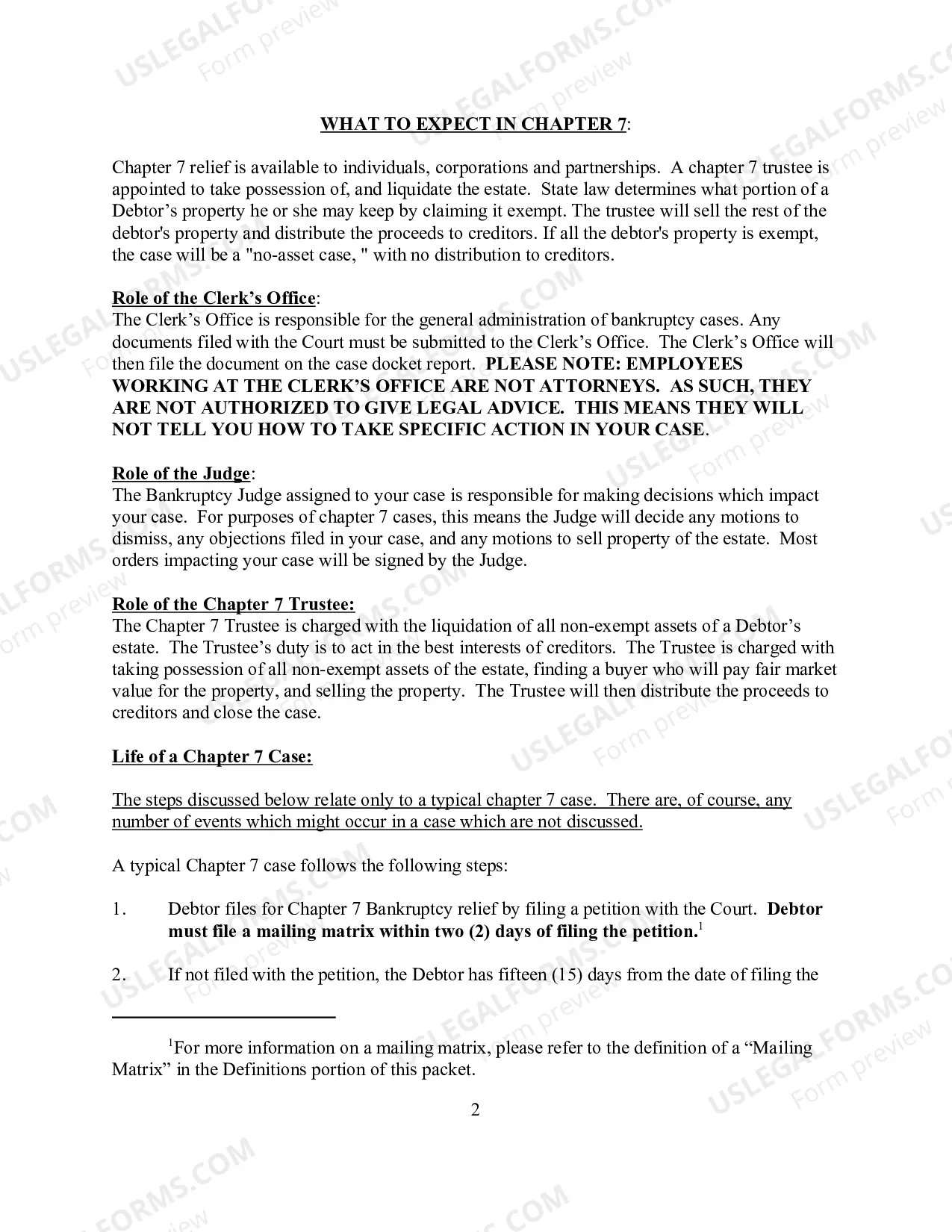 Preview Unrepresented Debtor Packet