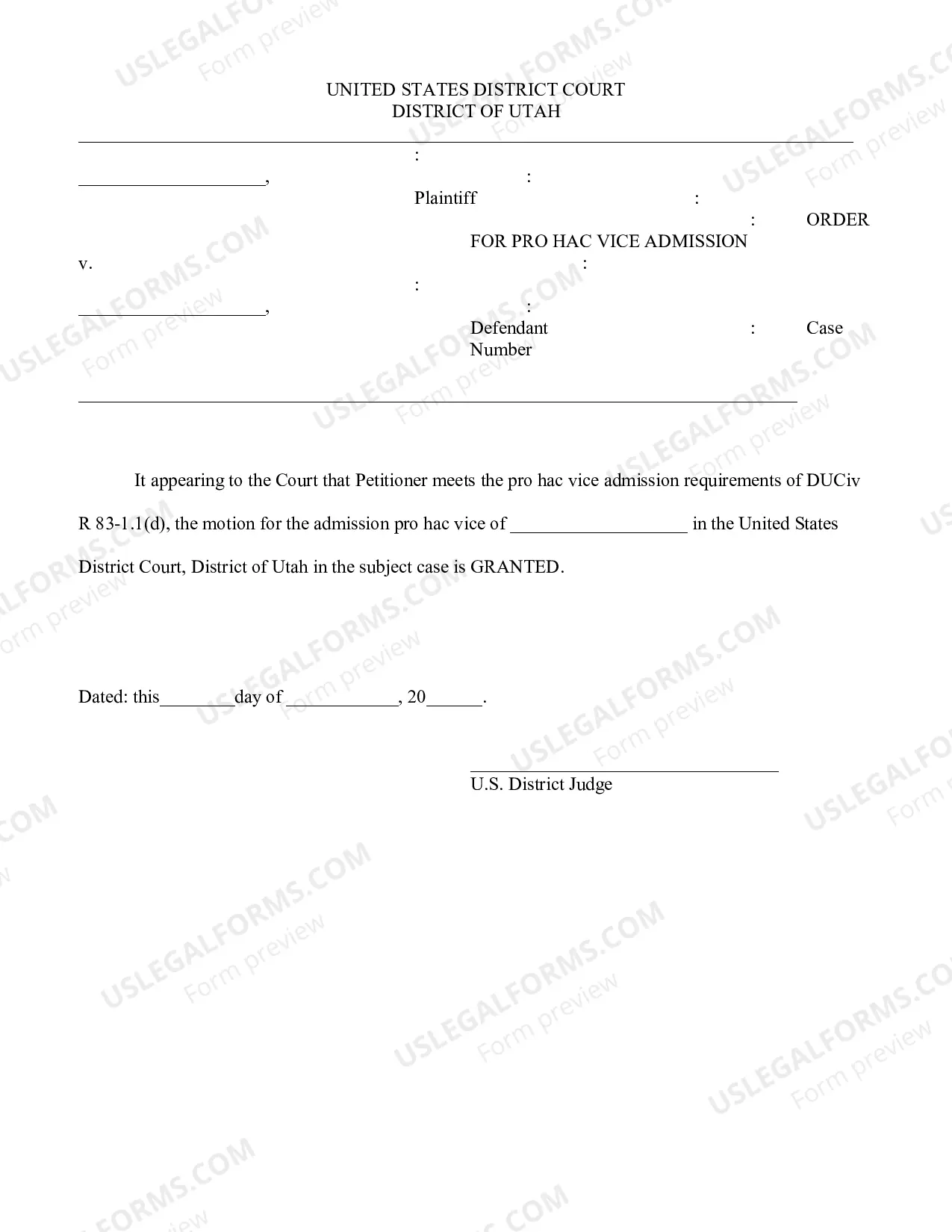 Preview Admission Pro Hac Vice (Instructions And Forms)