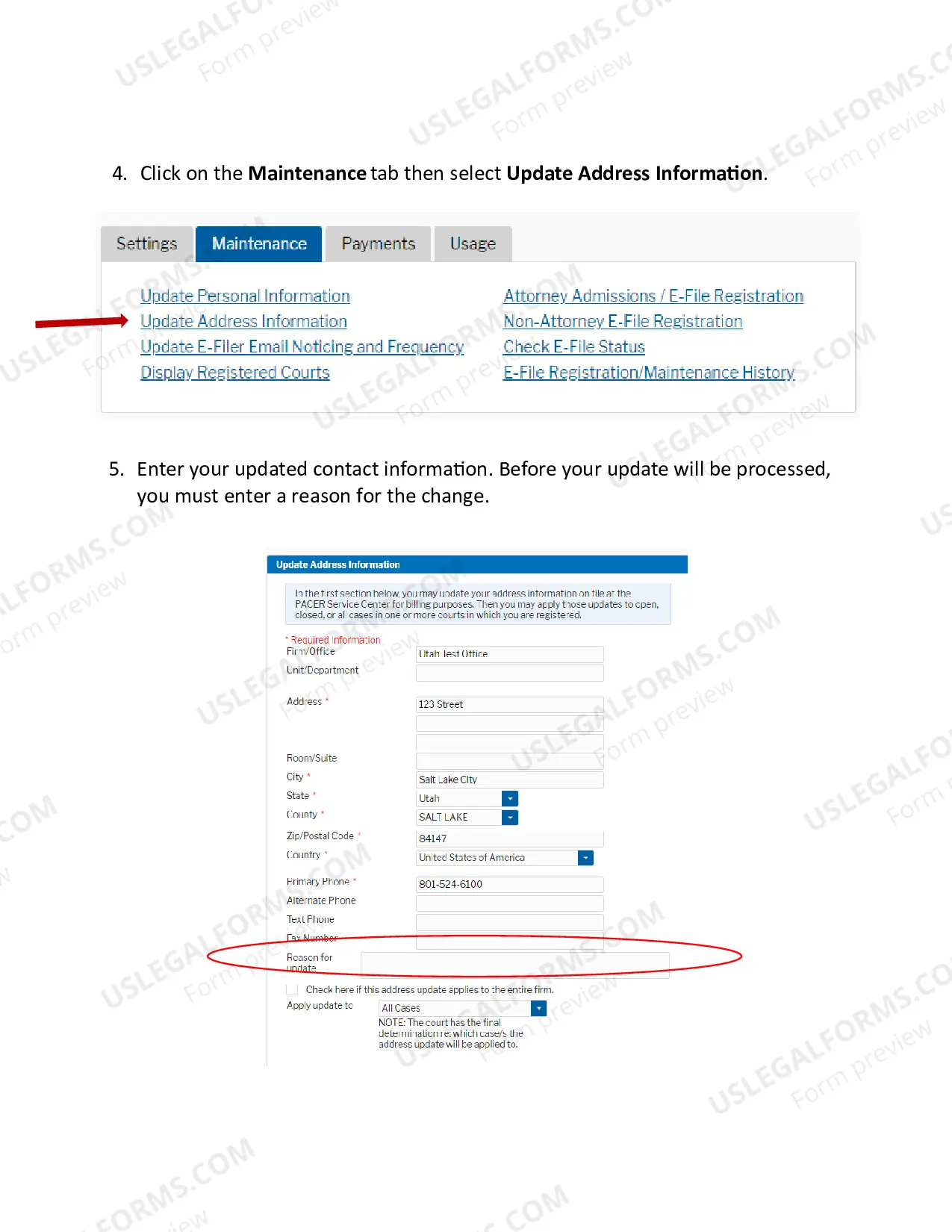 Preview Attorney Change of Address Form