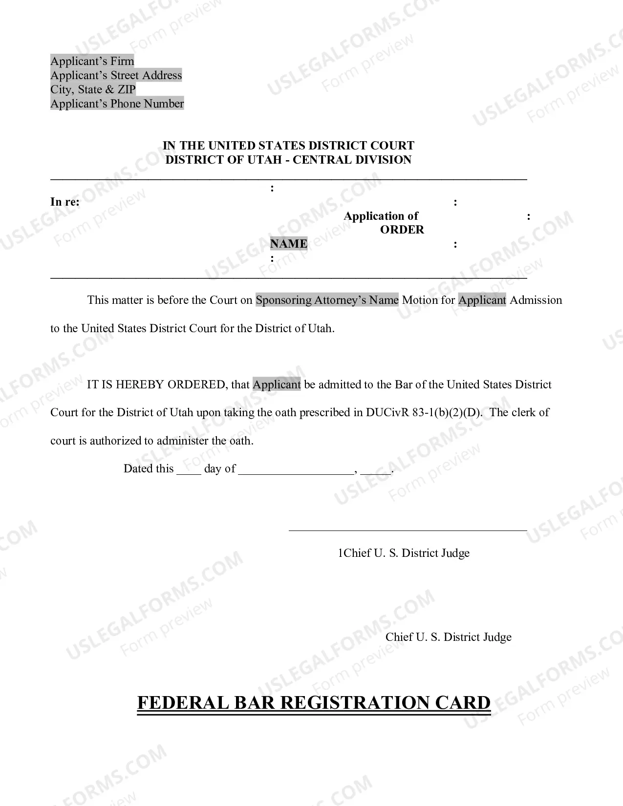 Preview Motion For Attorney Admission (Packet)