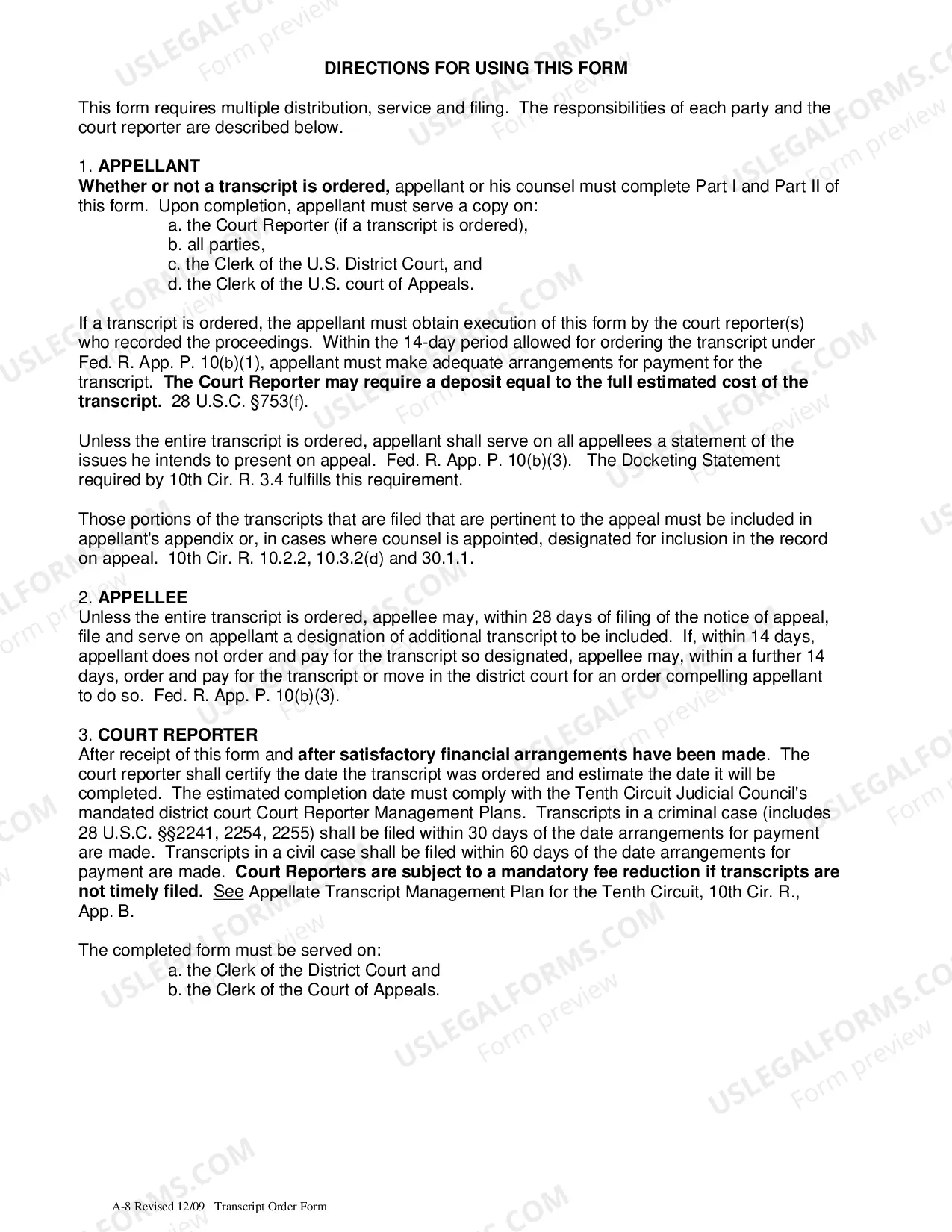 Preview Transcript Order Form