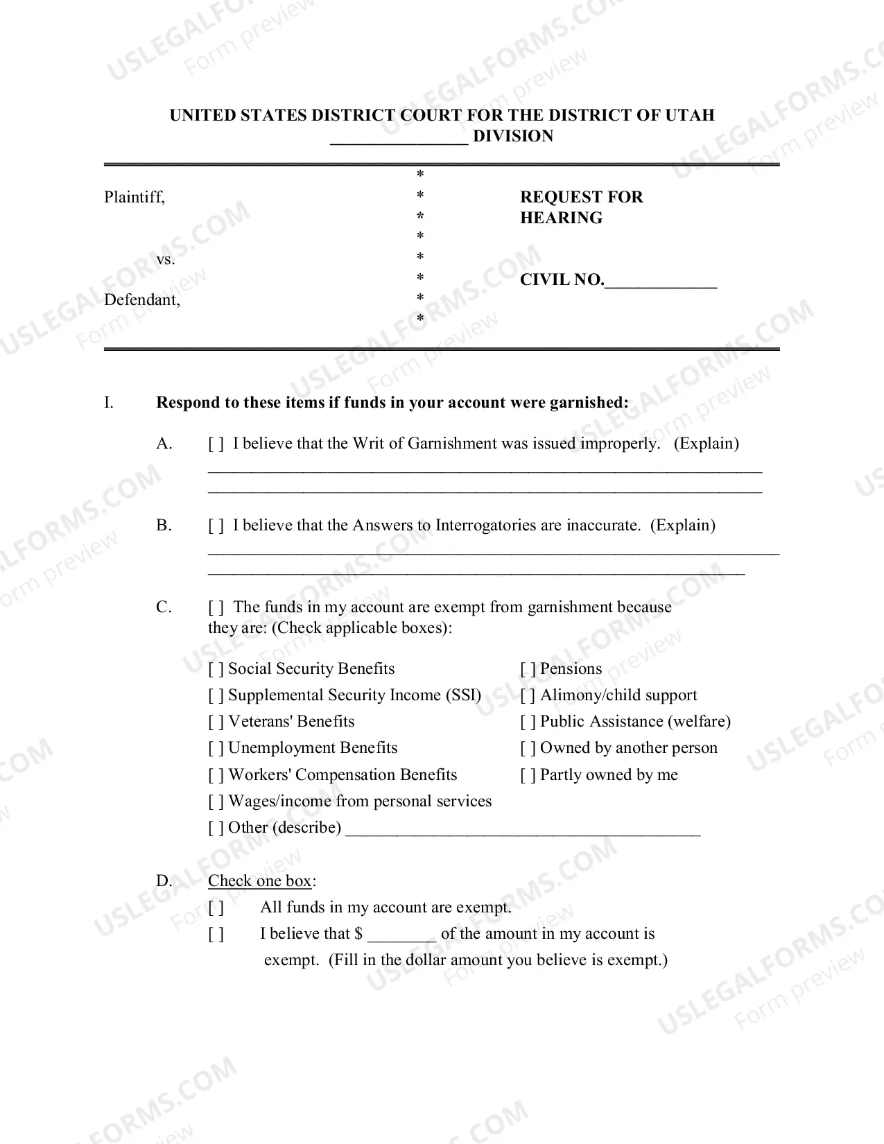 Preview Garnishment Packet -Personal Service