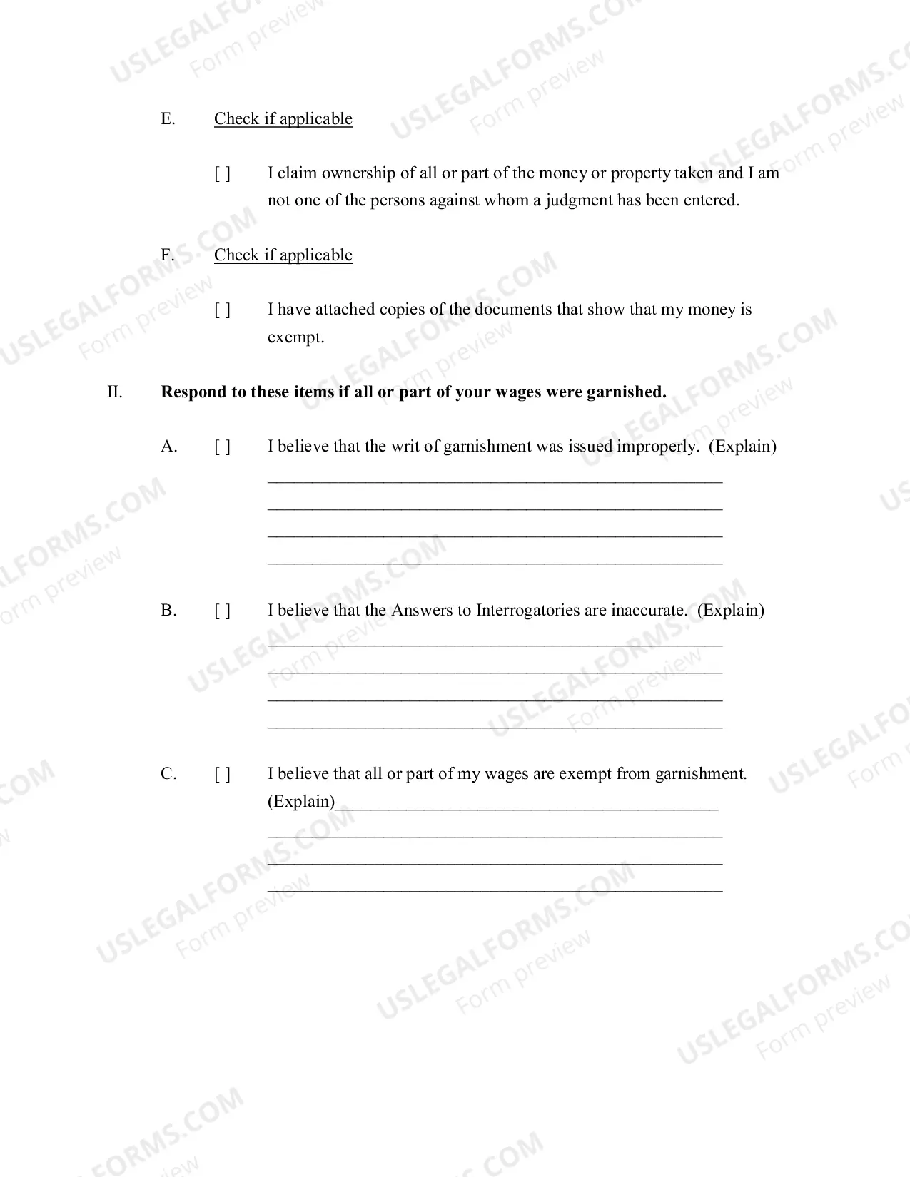 Preview Garnishment Packet -Personal Service
