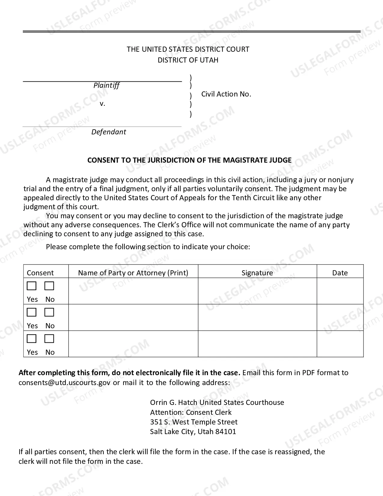 Preview Magistrate Judge Consent Form