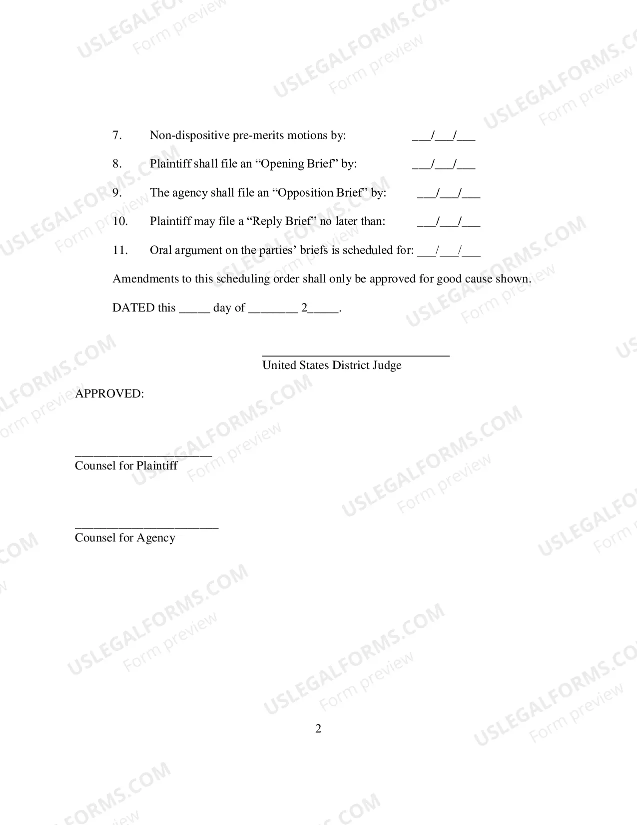 Preview Proposed Scheduling Order in an Administrative Case under DUCivR 7-4