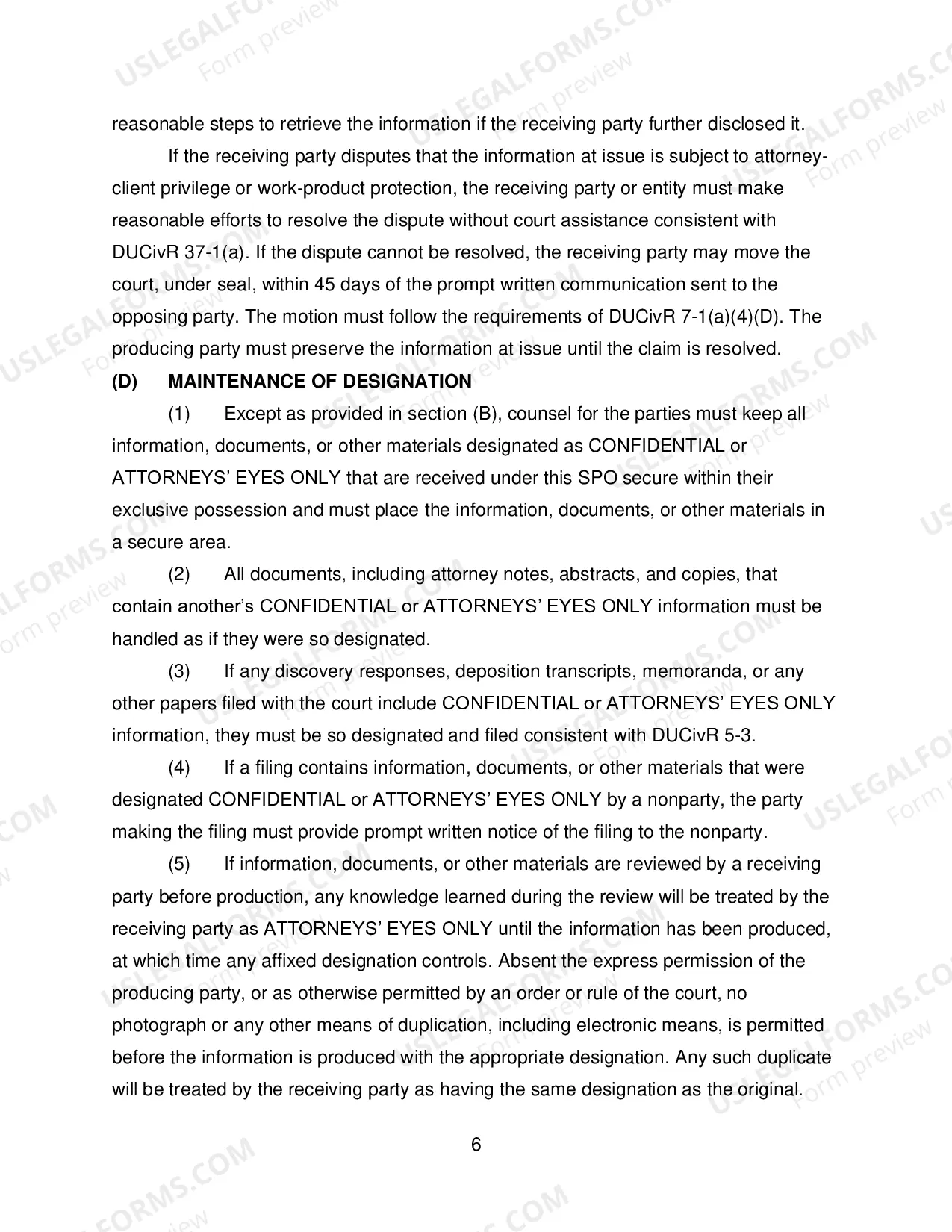 Preview Standard Protective Order