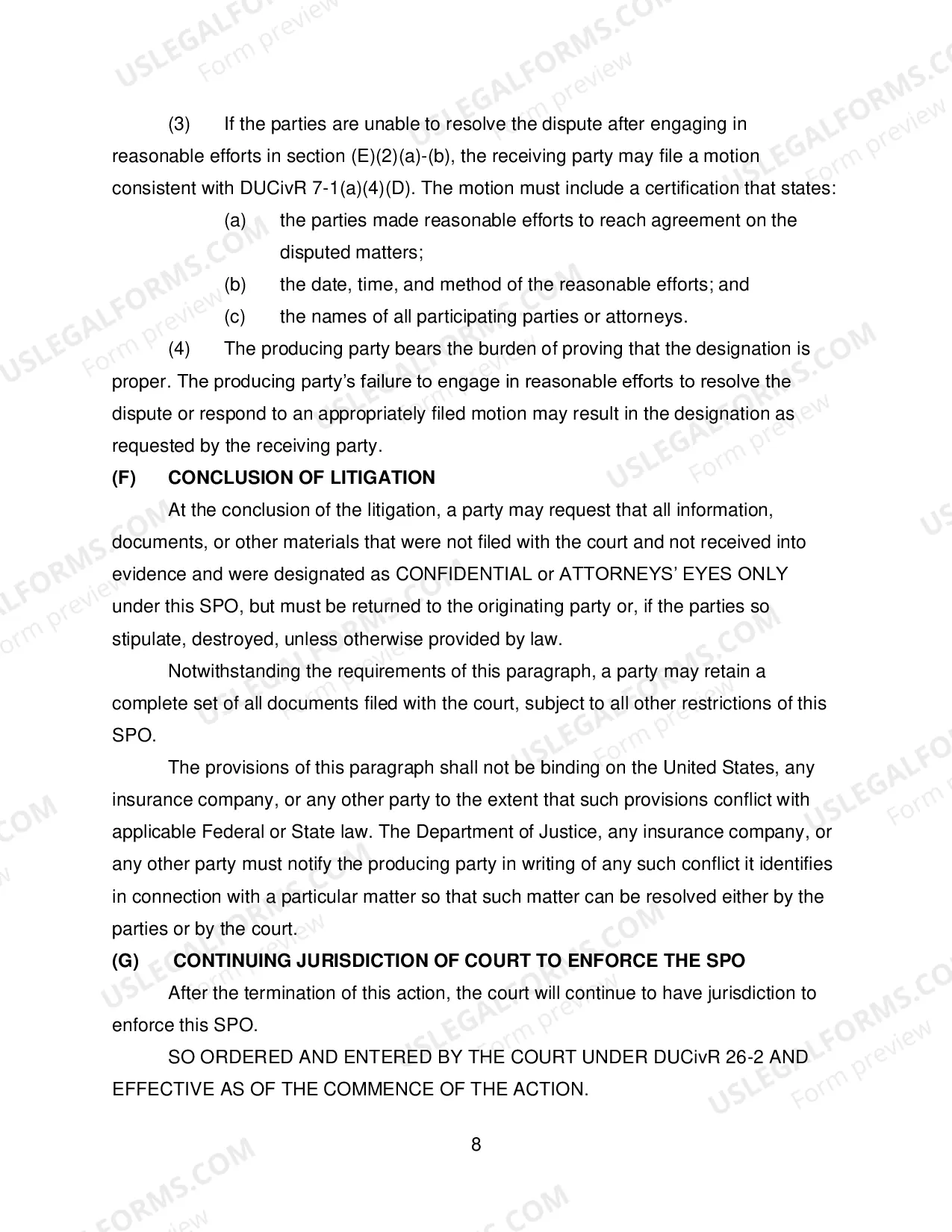 Preview Standard Protective Order