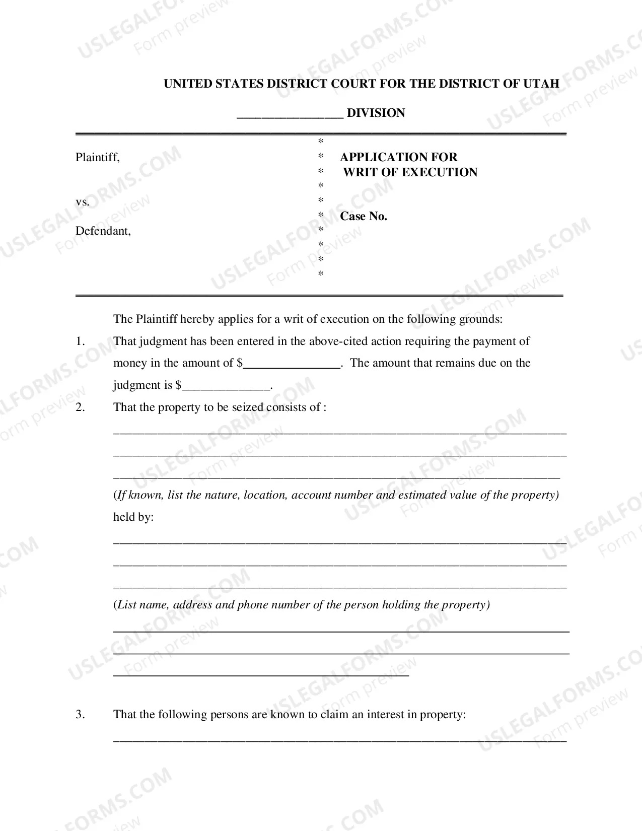 Preview Writ of Execution Packet
