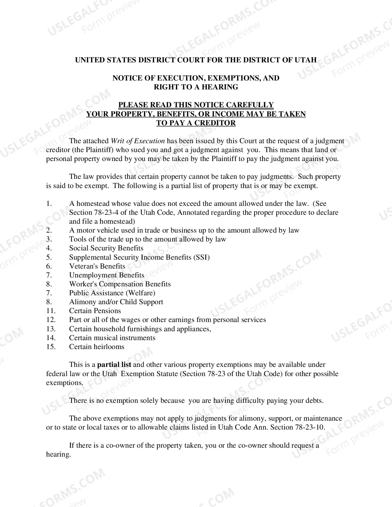 Preview Writ of Execution Packet