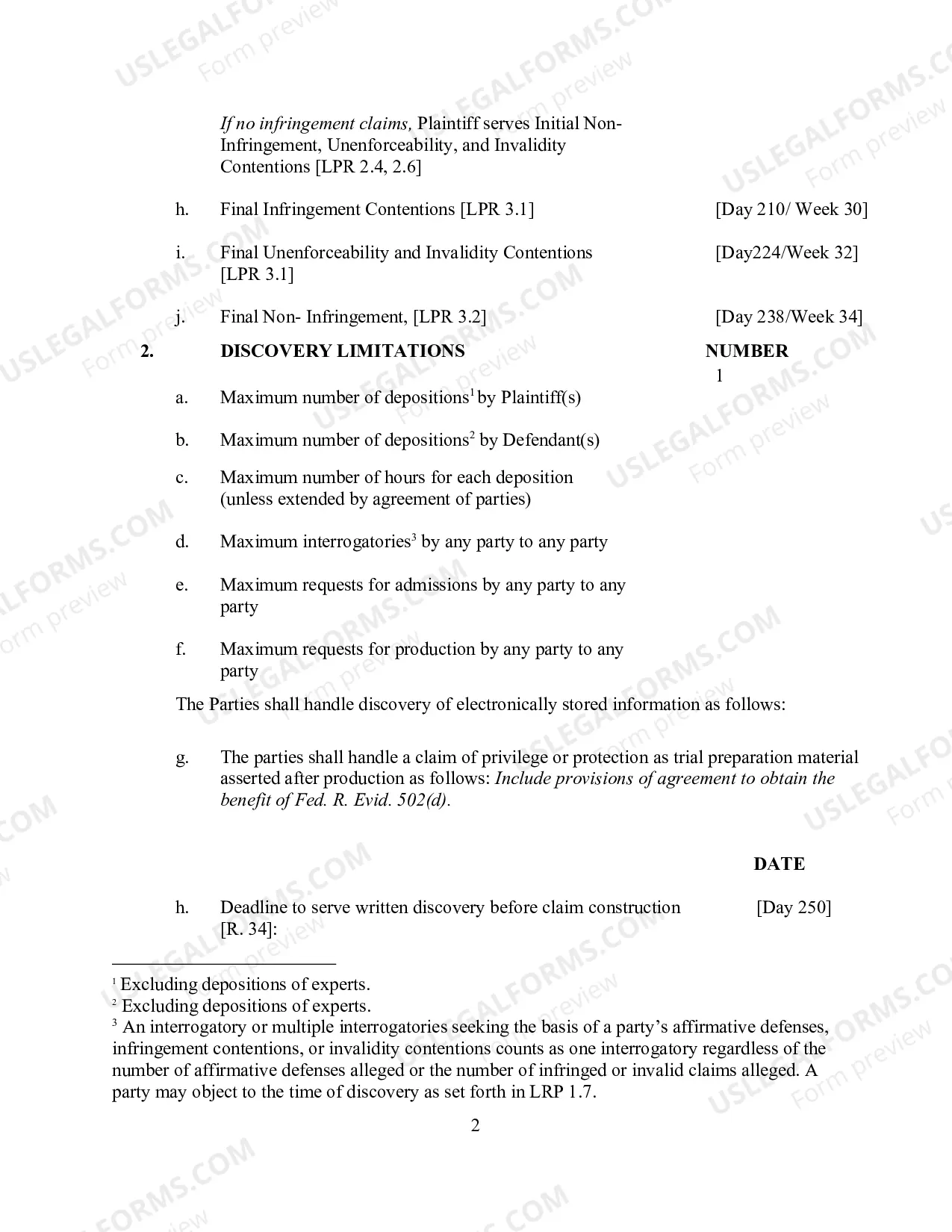 Preview Proposed Patent Case Scheduling Order (sample) (Updated 4/2/2018)