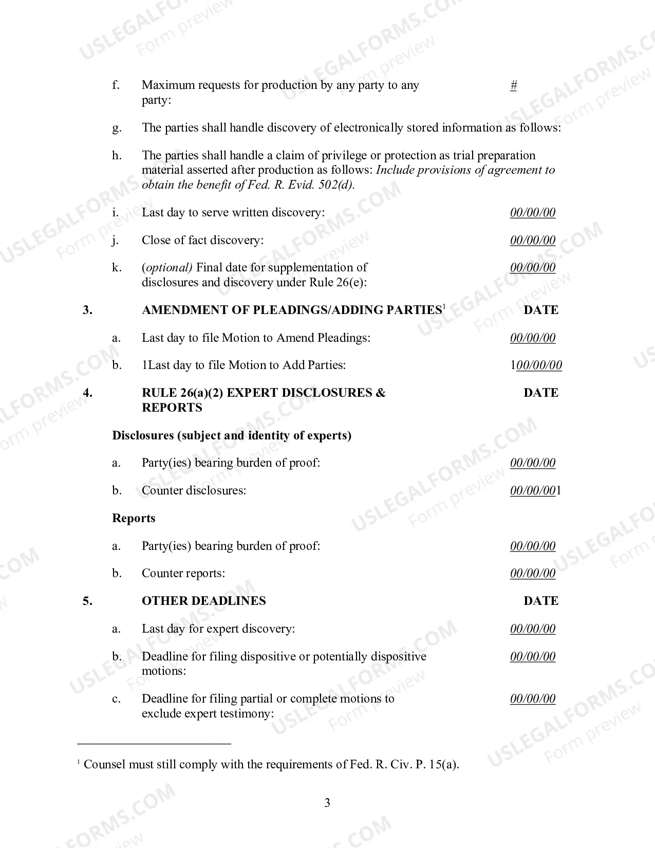 Preview Proposed Scheduling Order (