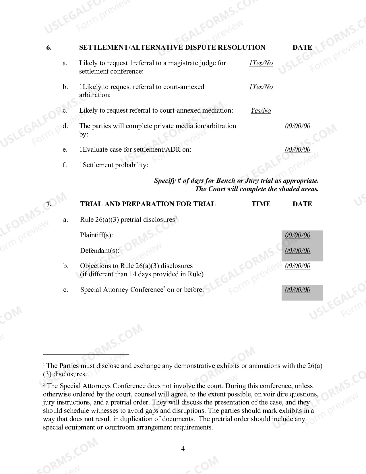 Preview Proposed Scheduling Order (
