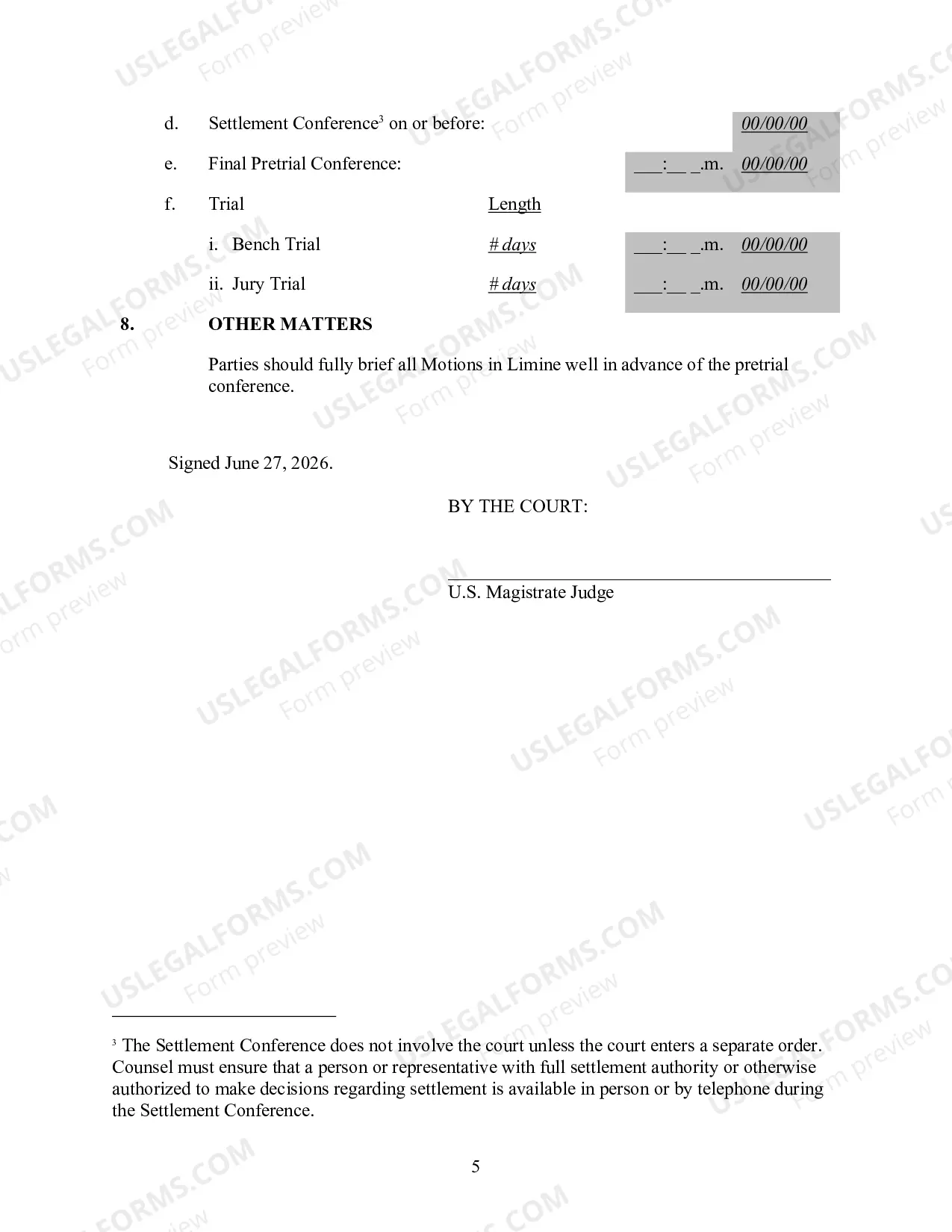 Preview Proposed Scheduling Order (