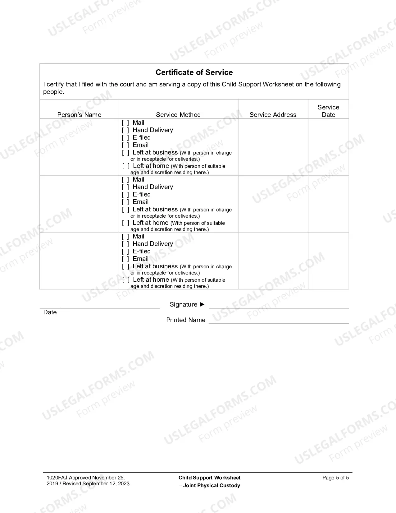 Preview Child Support Obligation Worksheet (Joint Physical Custody)