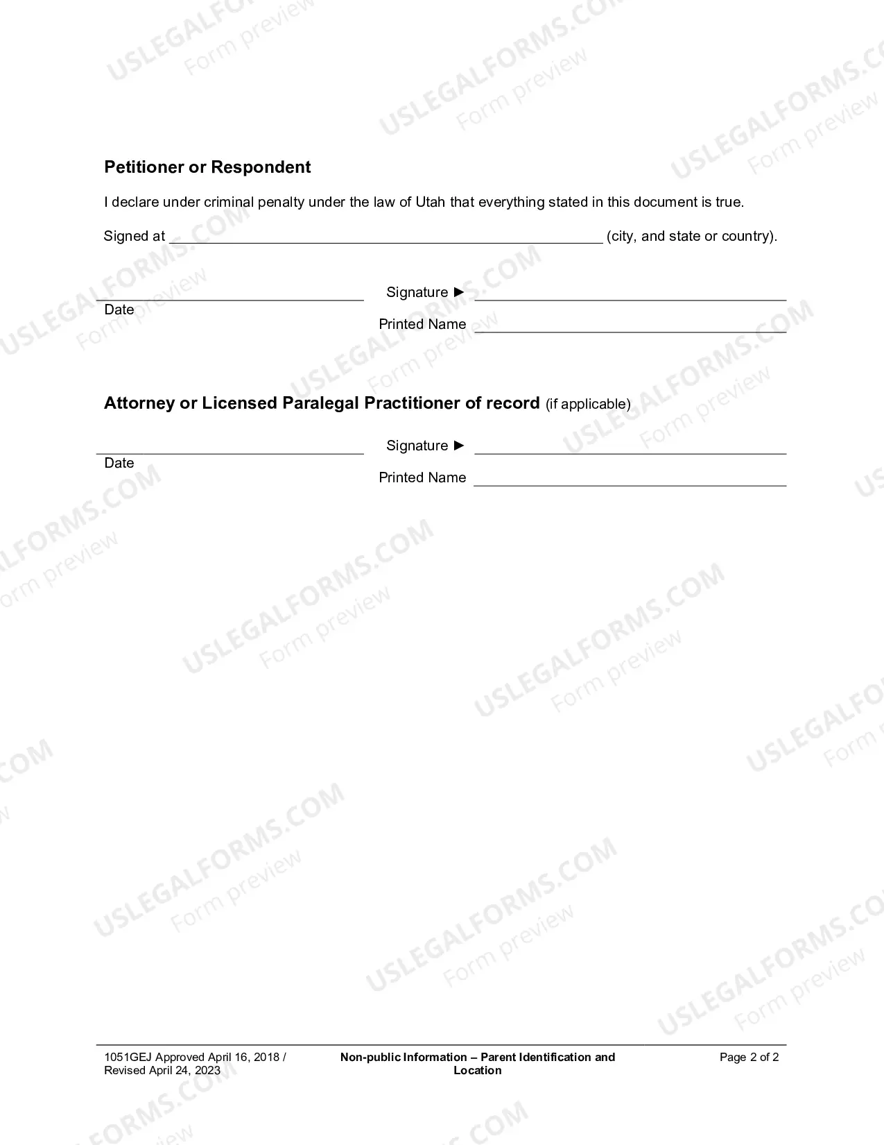 Preview Non-public Information: Parent Identification and Location