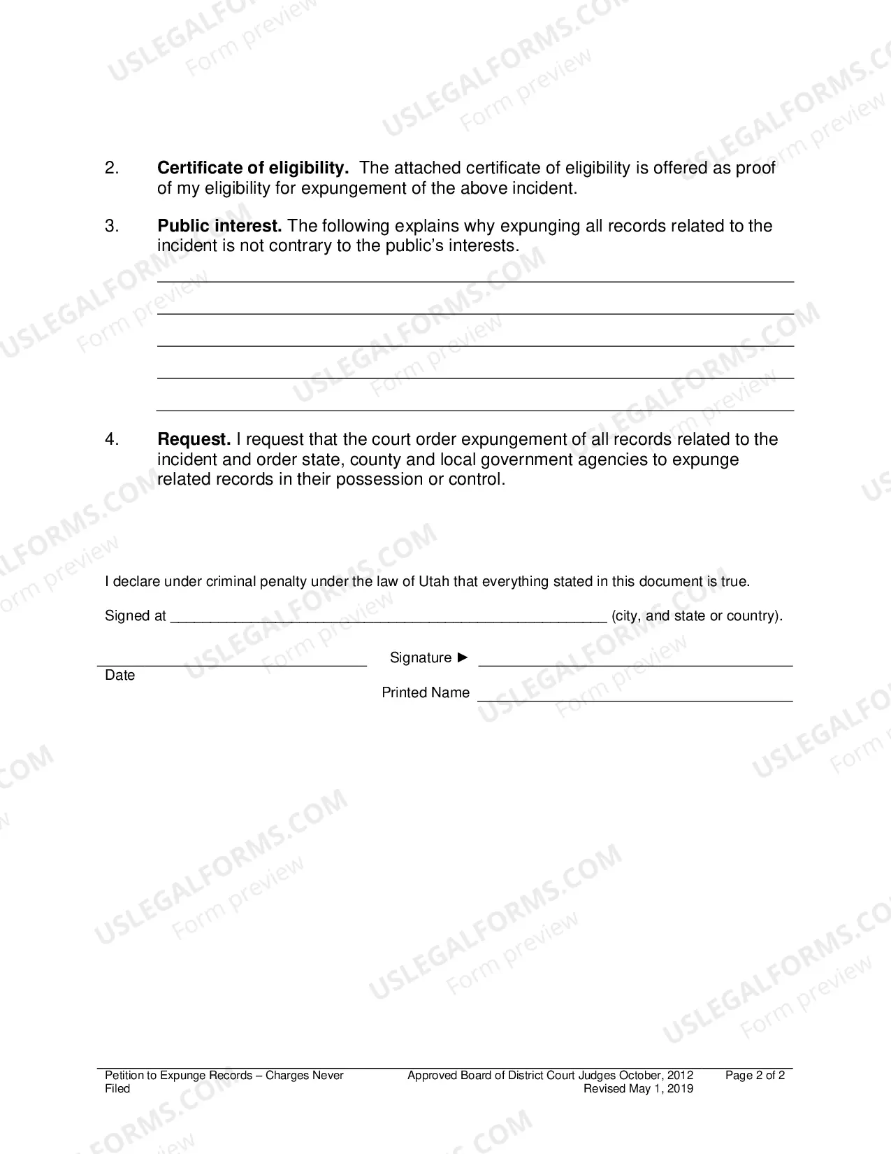 Preview Charges Never Filed