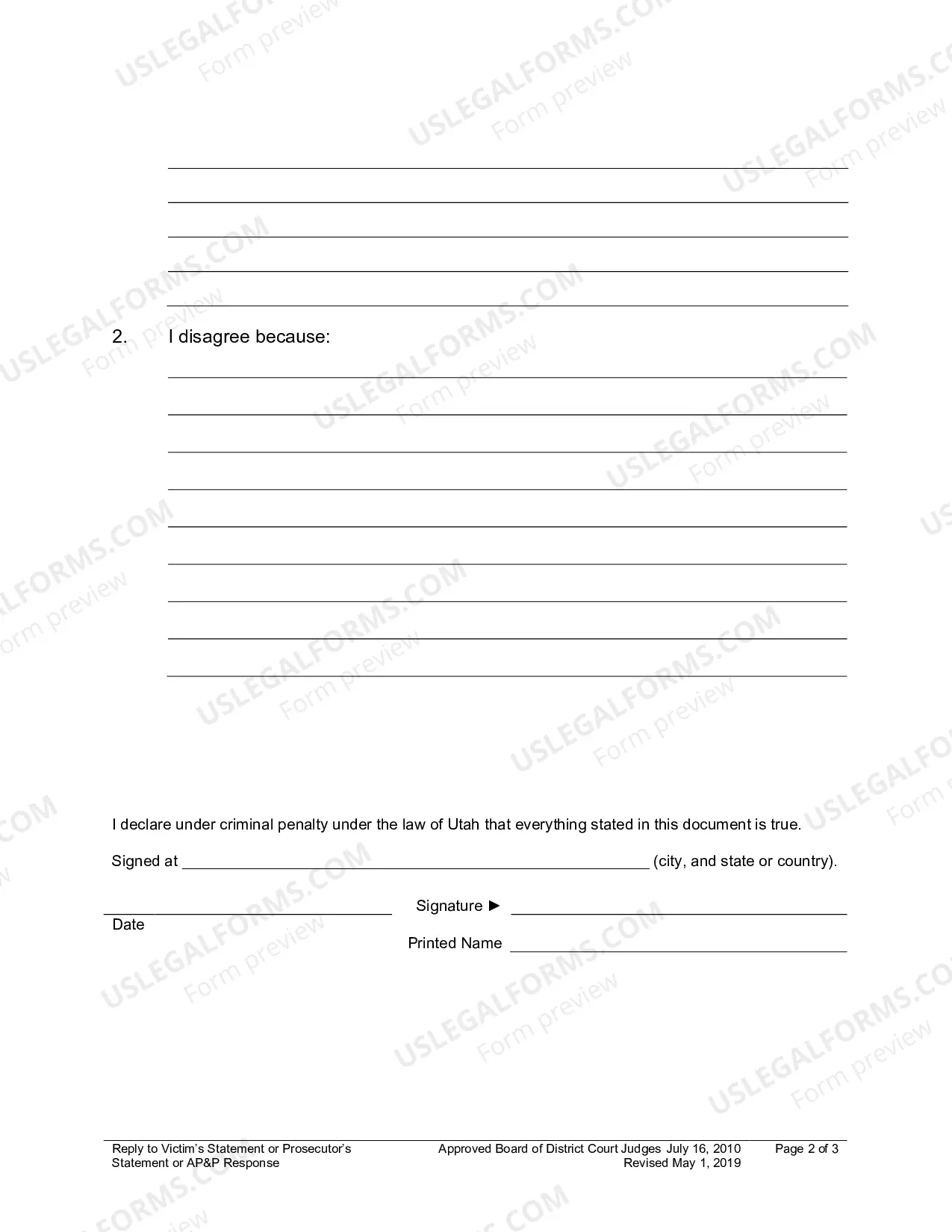 Preview Reply to Victim's or Prosecutor's Statement