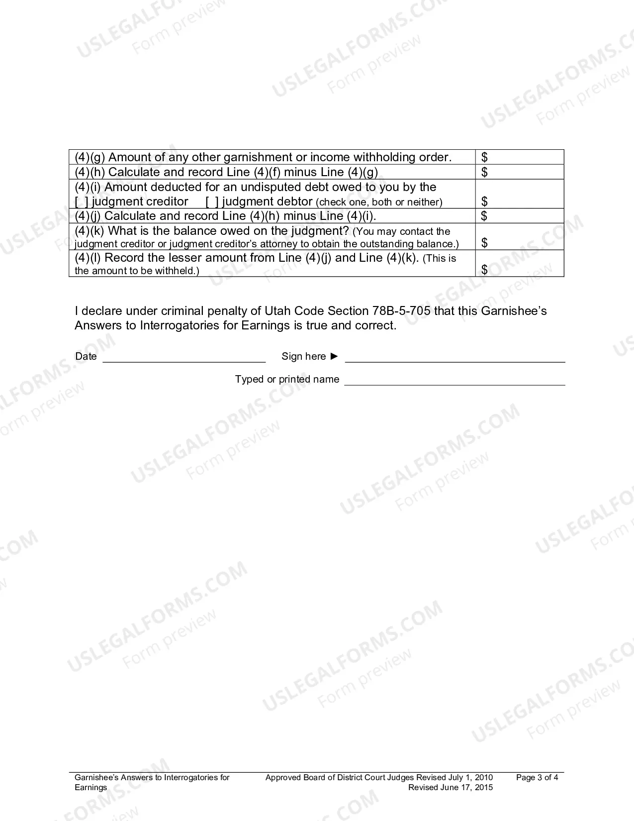 Preview Garnishees Answers To Interrogatories For Earnings